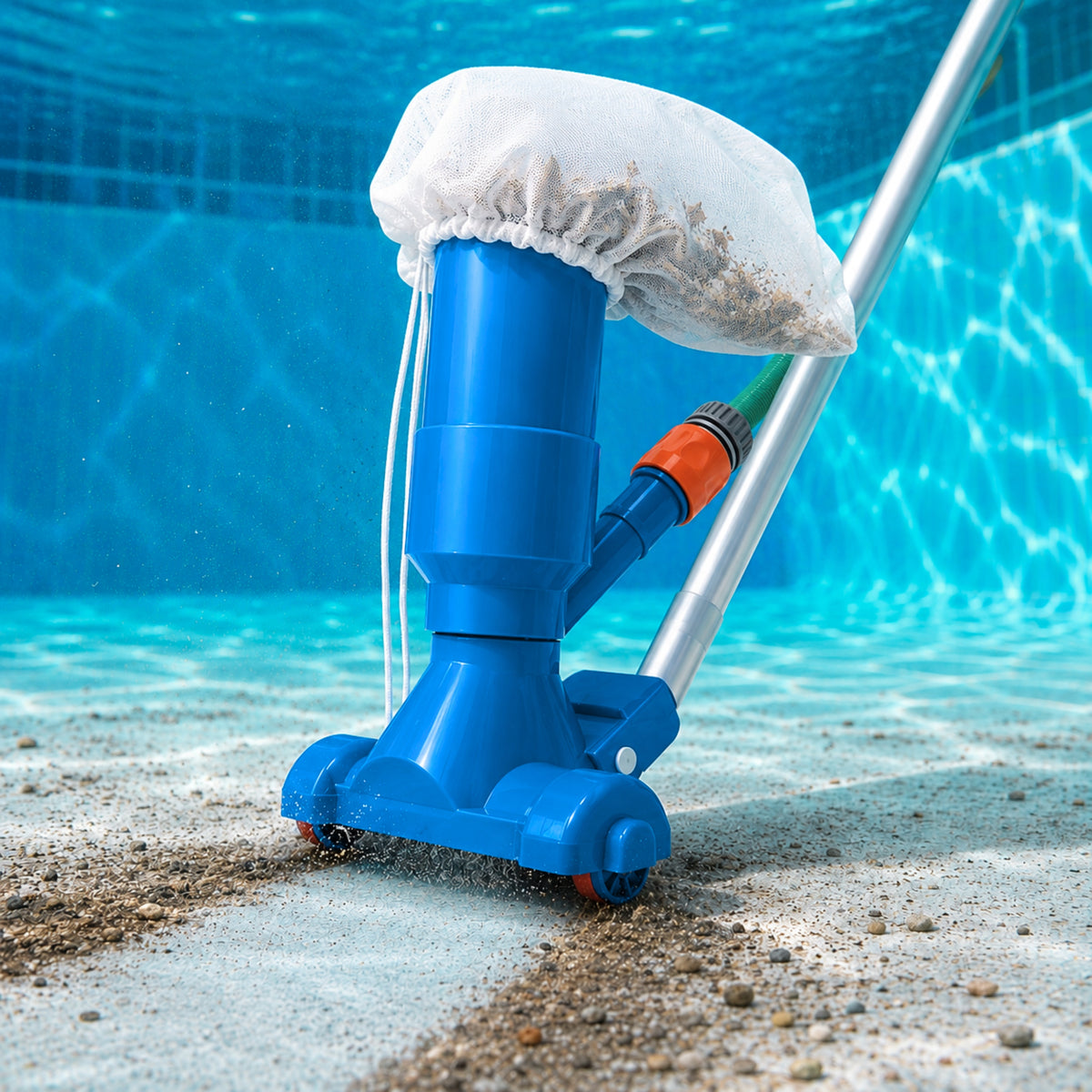 POOL BOTTOM CLEANING VACUUM CLEANER SET + TELESCOPIC POLE + XXL MESH Packaging status original