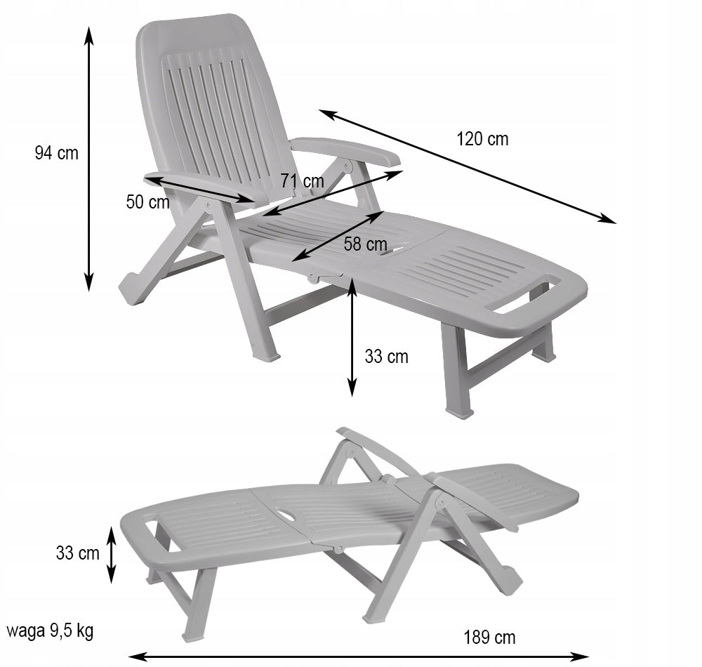 POOL LOUNGER WHITE FOLDING GARDEN LOUNGERS Brand Lazur