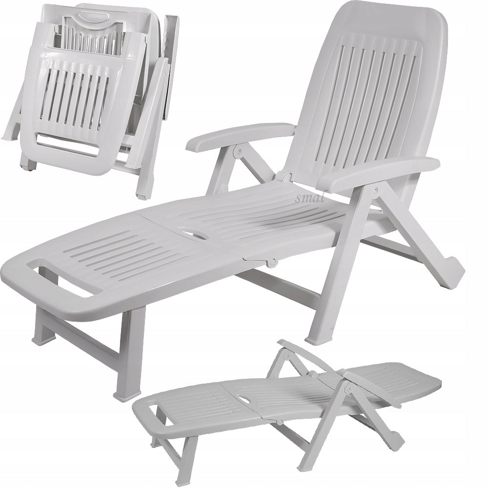 POOL LOUNGER WHITE FOLDING GARDEN LOUNGERS Color white