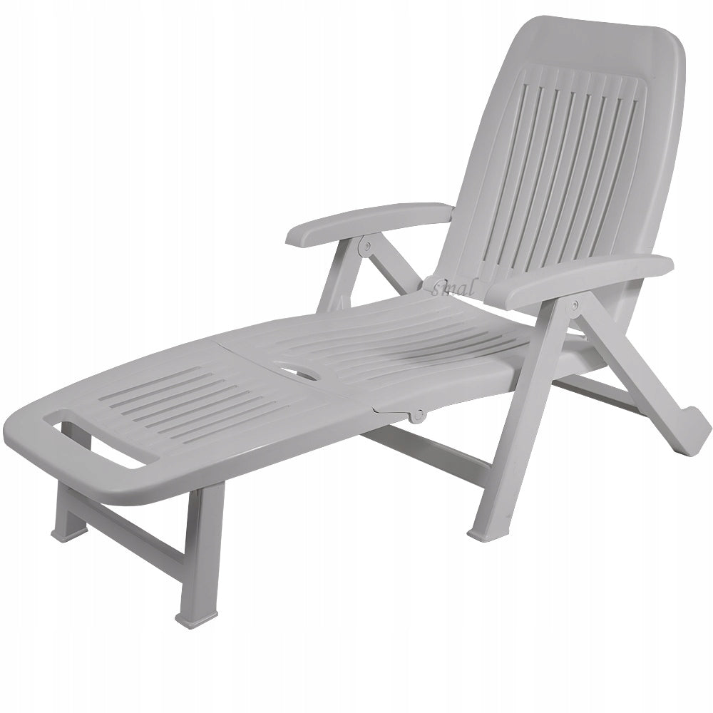 POOL LOUNGER WHITE FOLDING GARDEN LOUNGERS