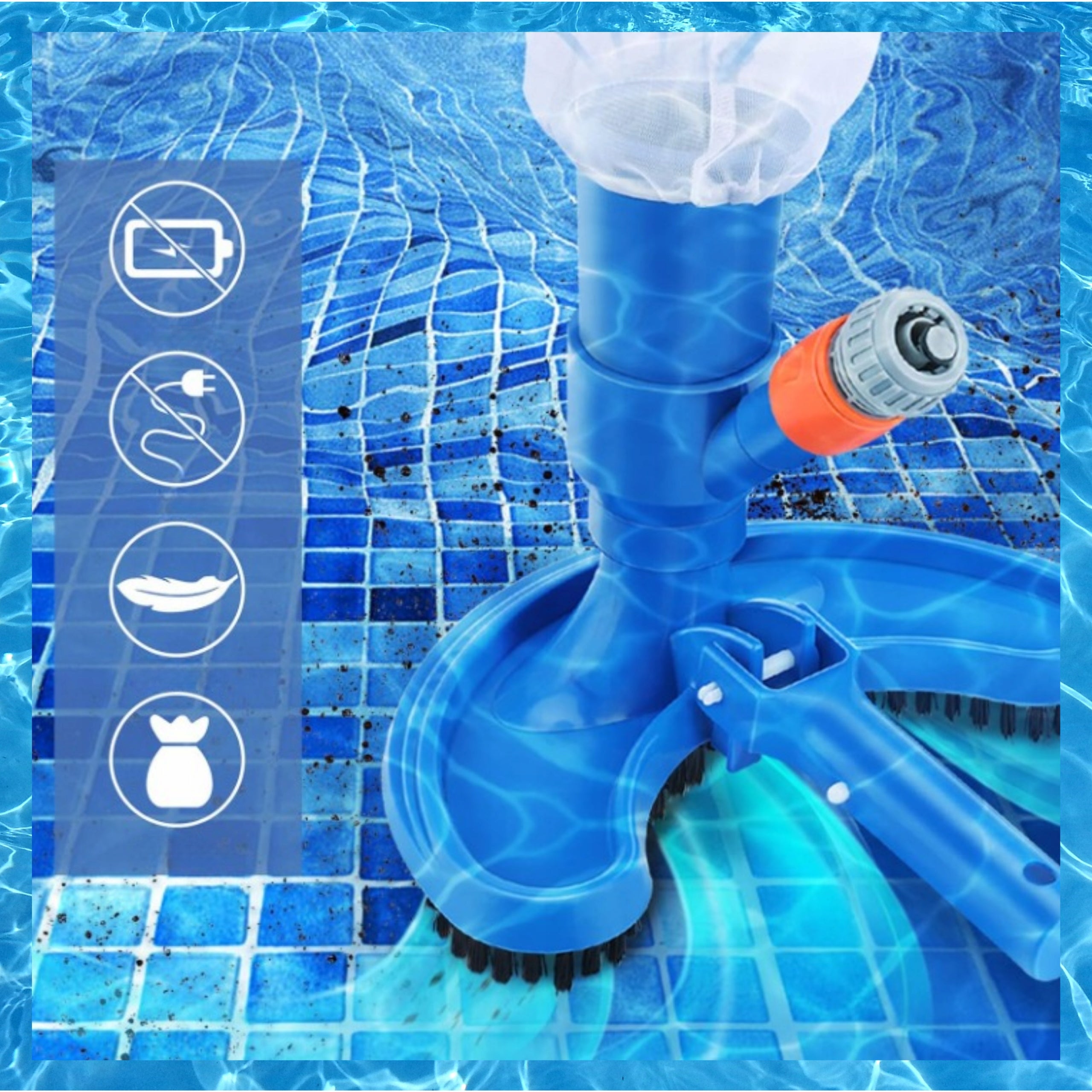 POOL MESH BOTTOM CLEANING KIT POOL VACUUM CLEANER + MESH Manufacturer code ODKURZACZ BASENOWY DO CZYSZCZENIA DNA BASENU