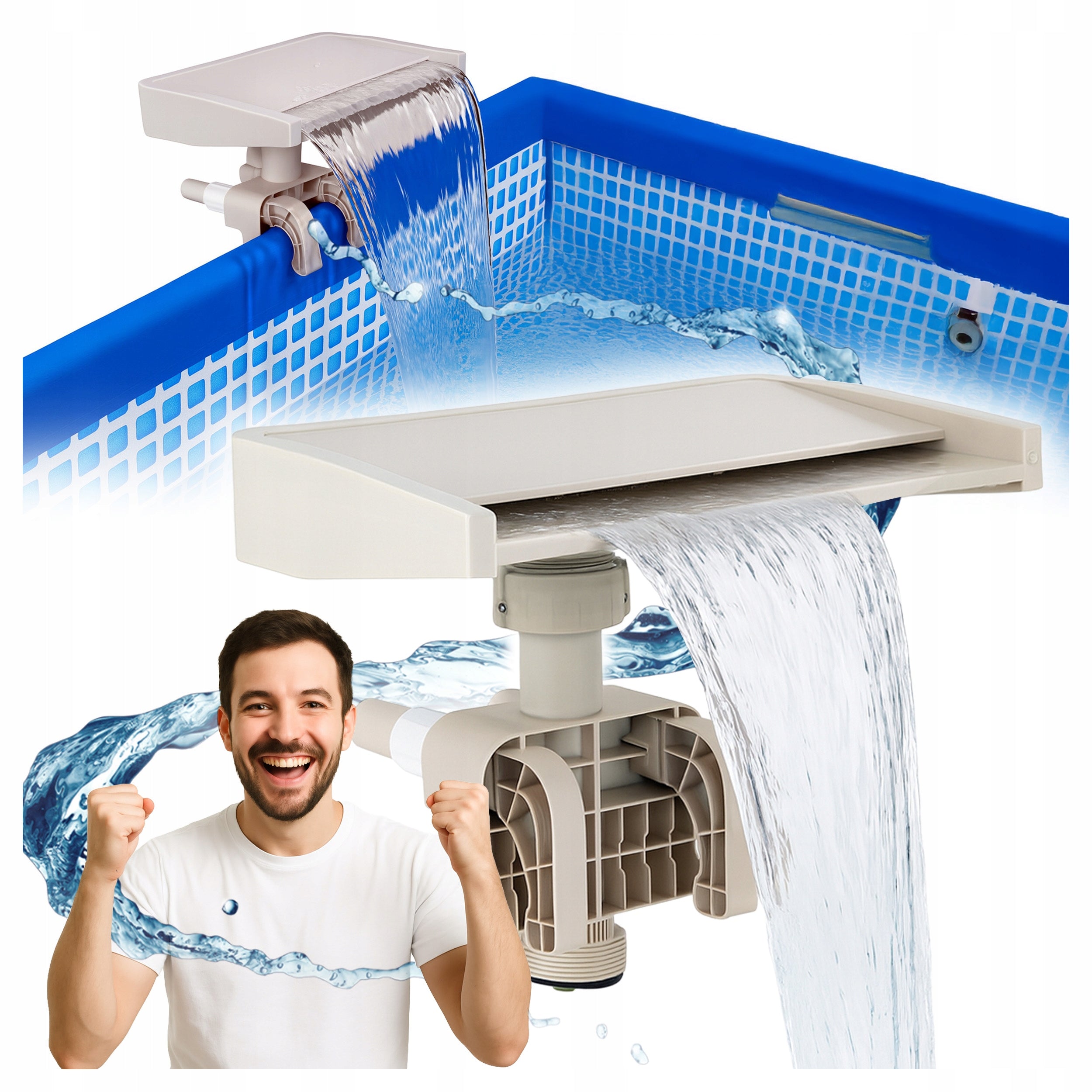 POOL NOZZLE WATERFALL For Swimming Pool Cascade FOUNTAIN Spout Spray SWIMMING POOL