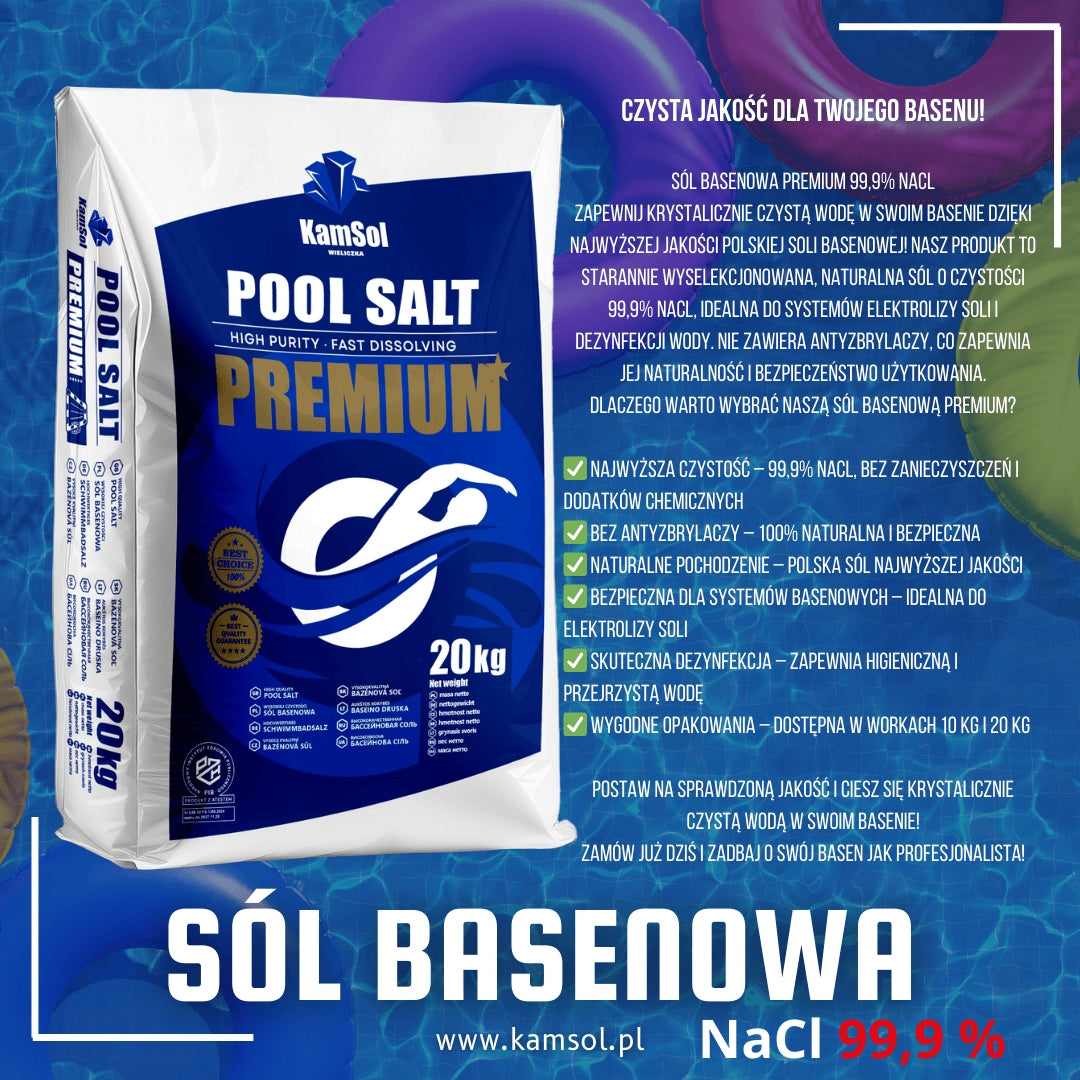 POOL SALT PREMIUM 20 KG - for swimming pools, jacuzzi and SPA, without ANTI-CAKING AGENT EAN (GTIN) 5907443620800