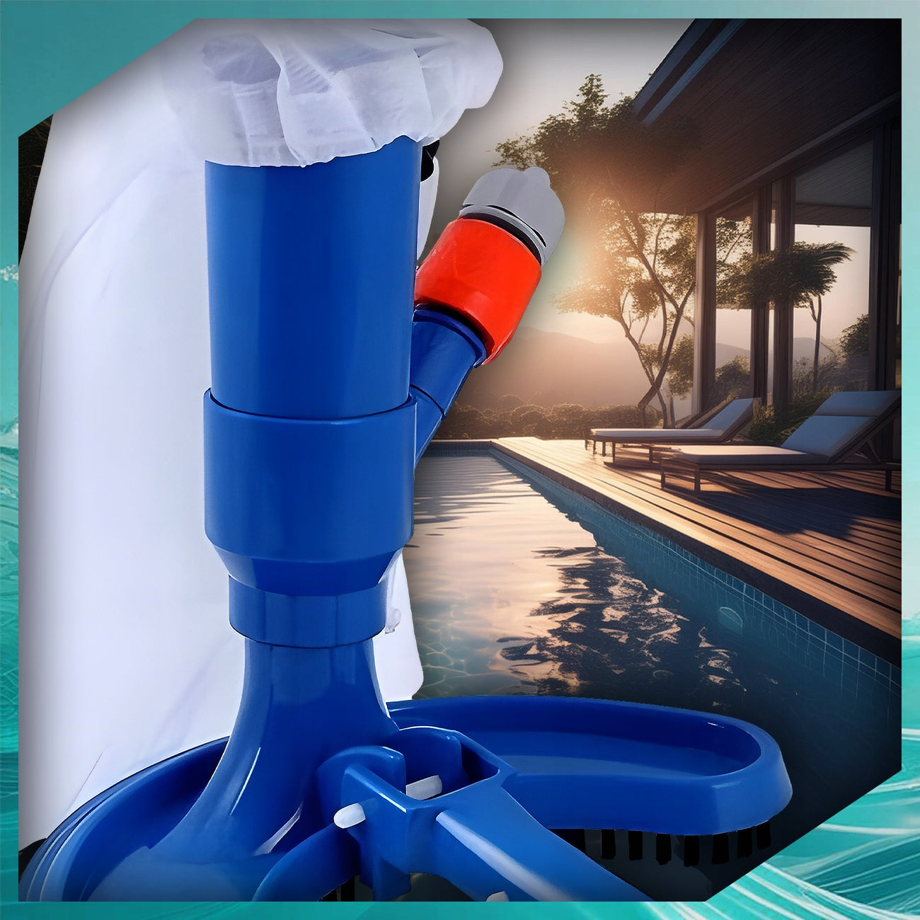 POOL SET VACUUM CLEANER NET FOR CLEANING THE BOTTOM OF THE POOL LANDING NET 5IN1 Packaging status original