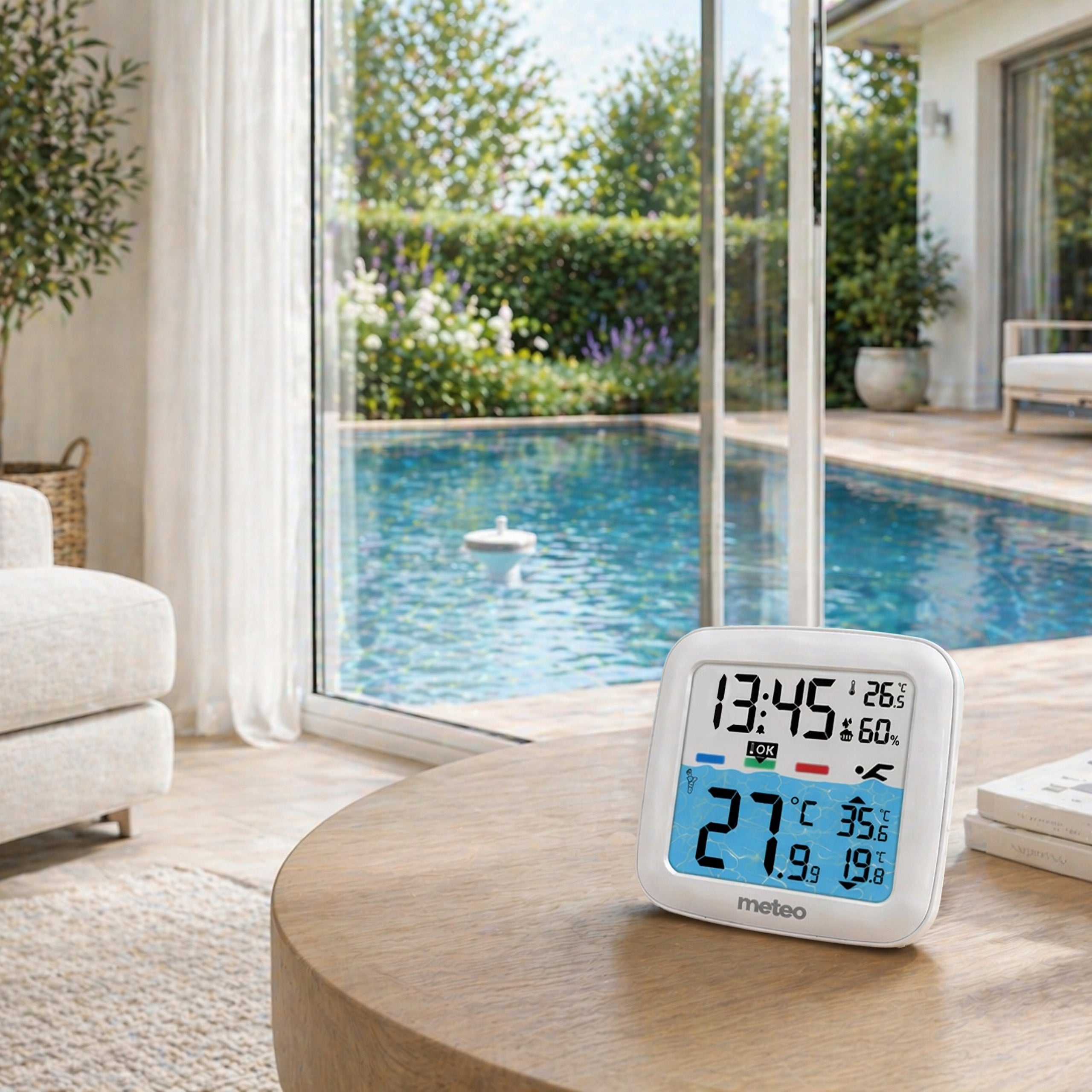 POOL THERMOMETER METEO TB2N WIRELESS WATER SENSOR LCD WEATHER Kind digital