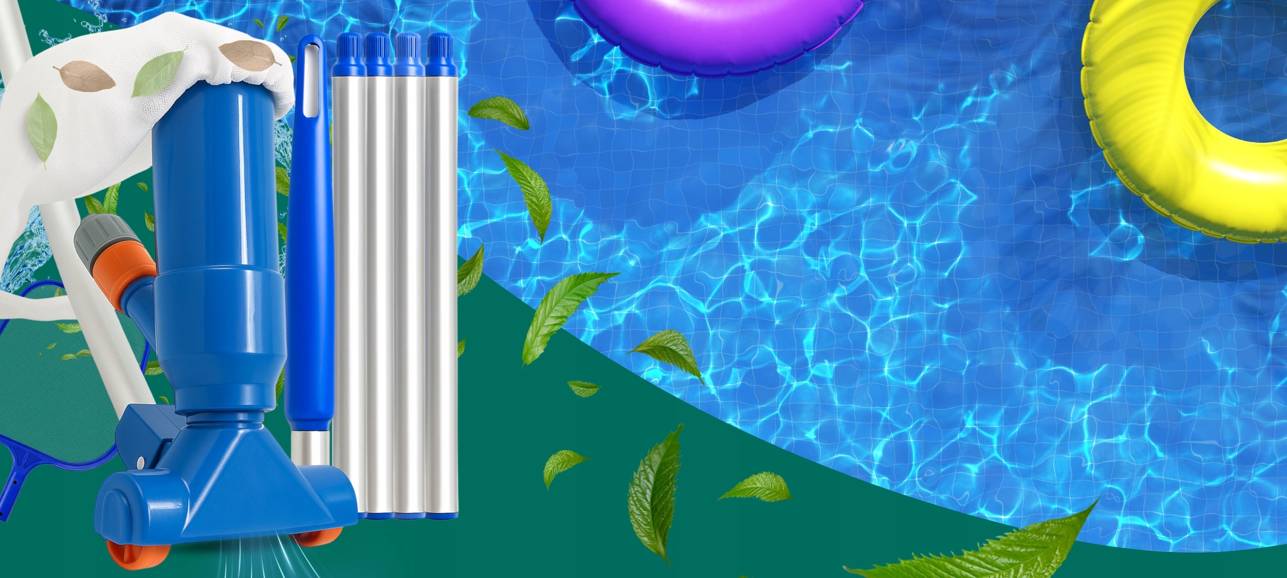 POOL VACUUM CLEANER SET FOR CLEANING THE BOTTOM OF THE POOL MESH + STICK 4in1 Manufacturer code ZESTAW DO CZYSZCZENIA DNA BASENU OCZKA 4w1