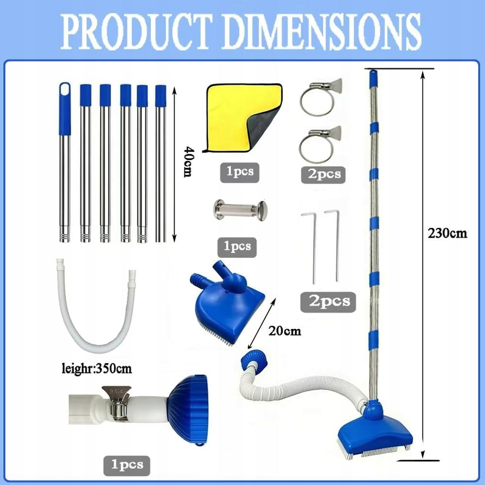 POOL VACUUM CLEANER TO THE BOTTOM WITH TELESCOPIC POLE BRUSH AND HOSE 3,5 M Packaging status original