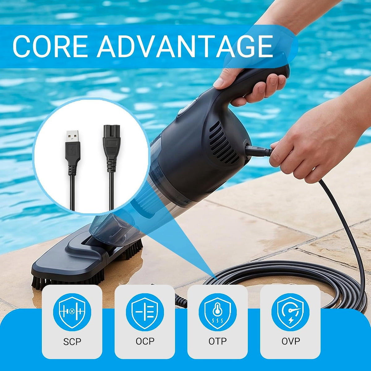 POOL VACUUM CLEANER WITH USB CHARGING CABLE 5V 2M POWER SUPPLY Manufacturer code 5908040951915