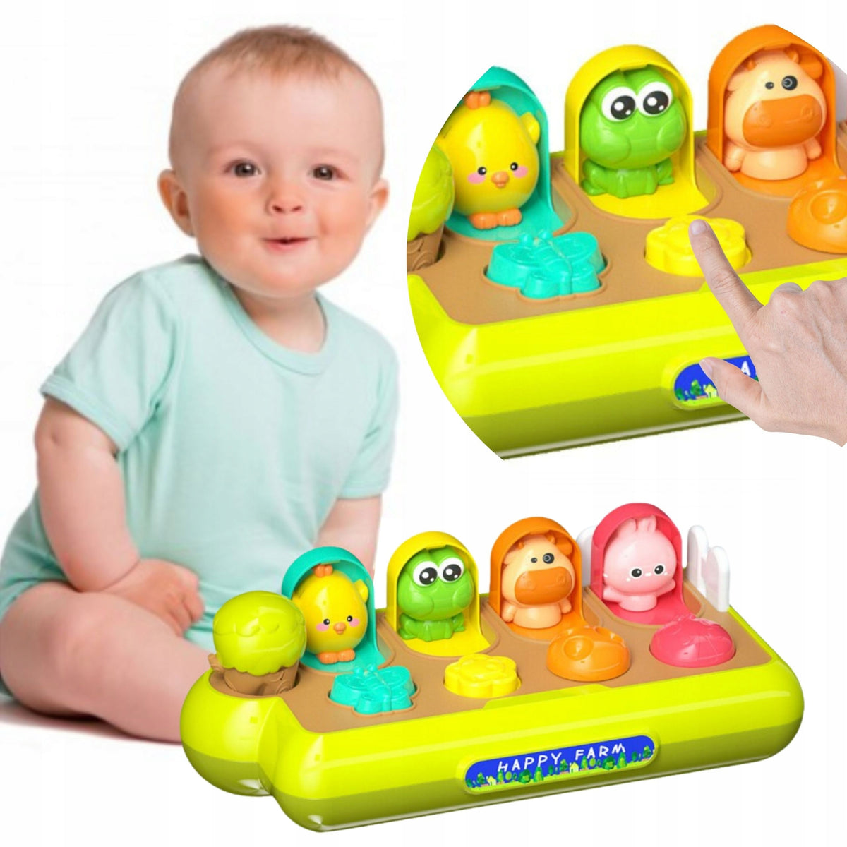 POP UP ANIMALS FARM EDUCATIONAL TOY WHISTLE POP UP INTERACTIVE