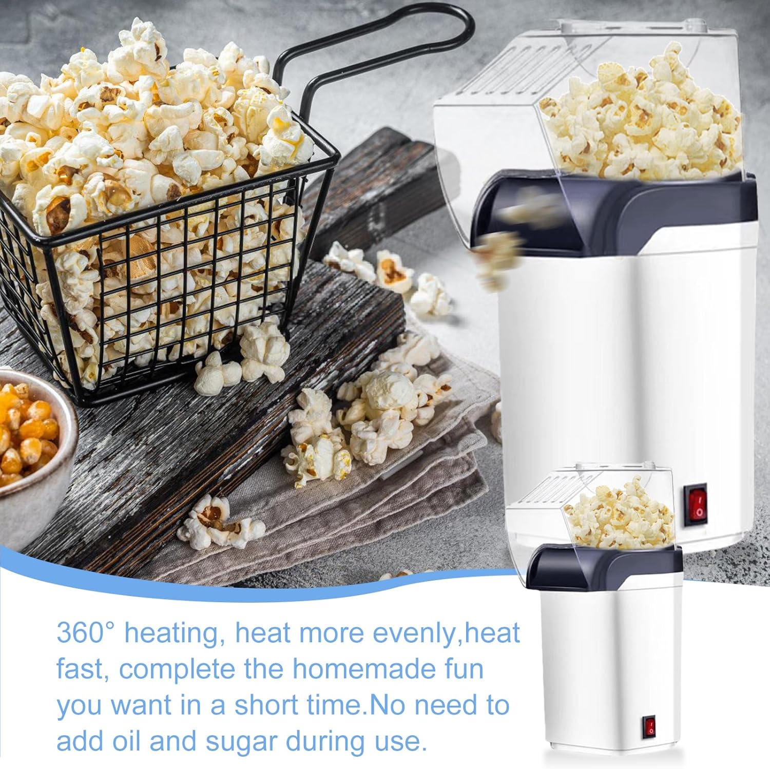 POPCORN MACHINE 1200W HOT AIR FAT FREE 2 MINUTES Brand no brand