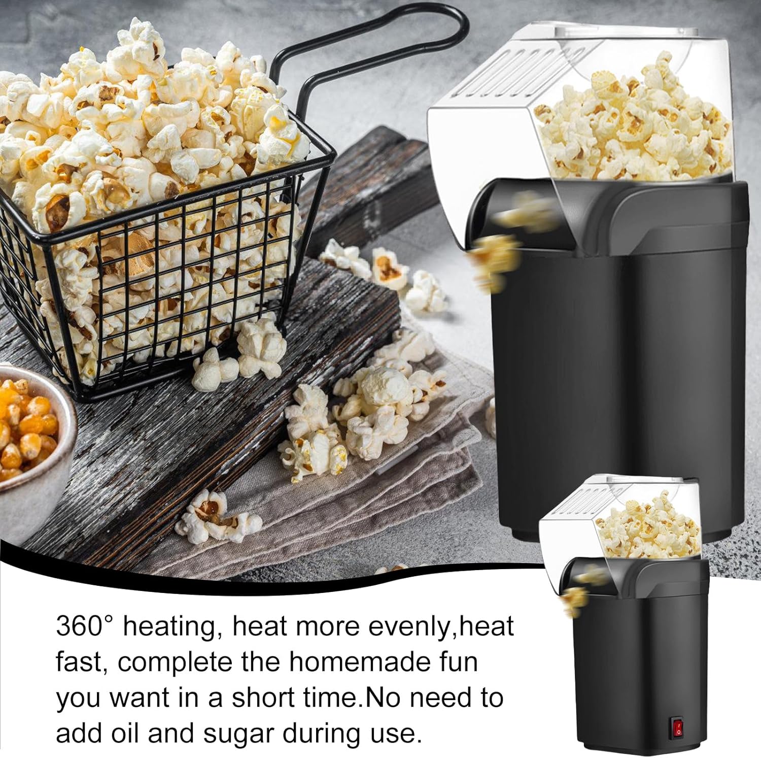 POPCORN MACHINE 1200W HOT AIR OIL FREE FAST 2 MIN Brand no brand