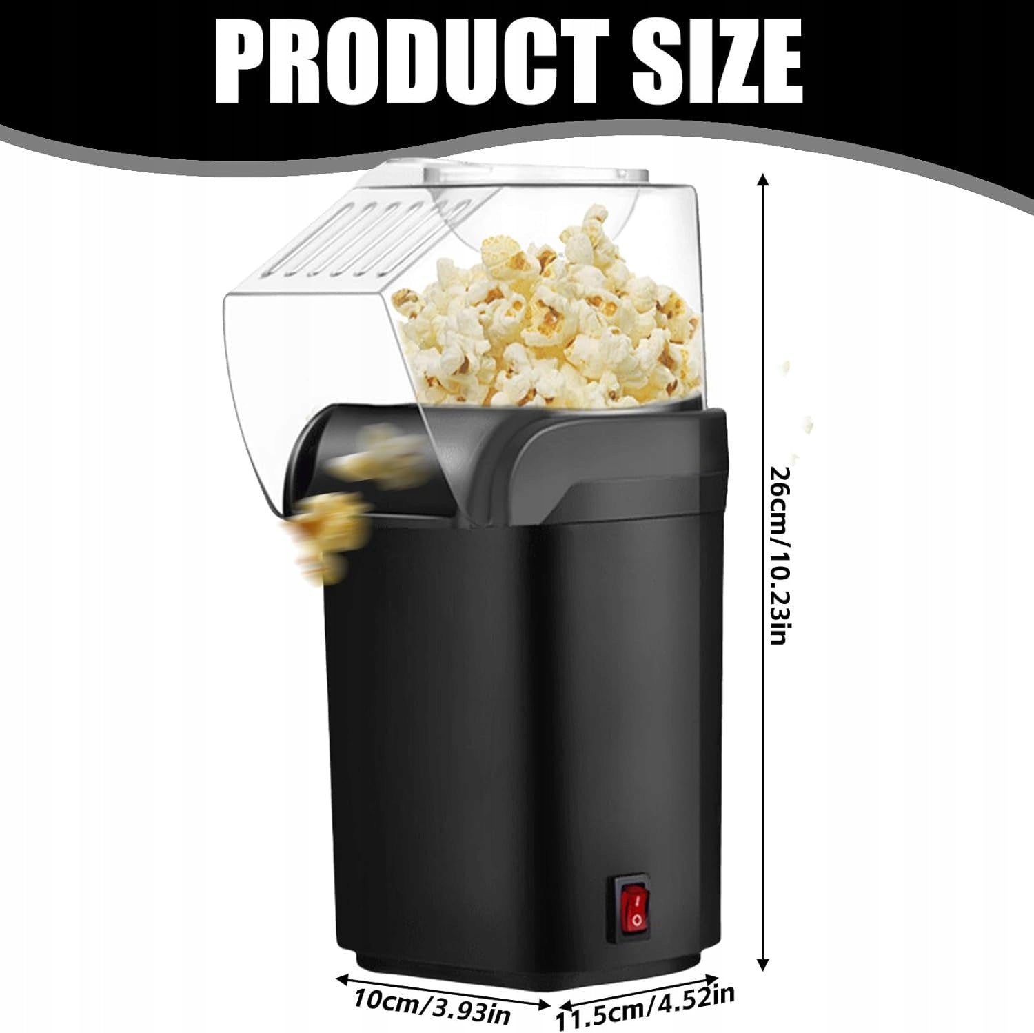 POPCORN MACHINE 1200W HOT AIR OIL FREE FAST 2 MIN Packaging status original