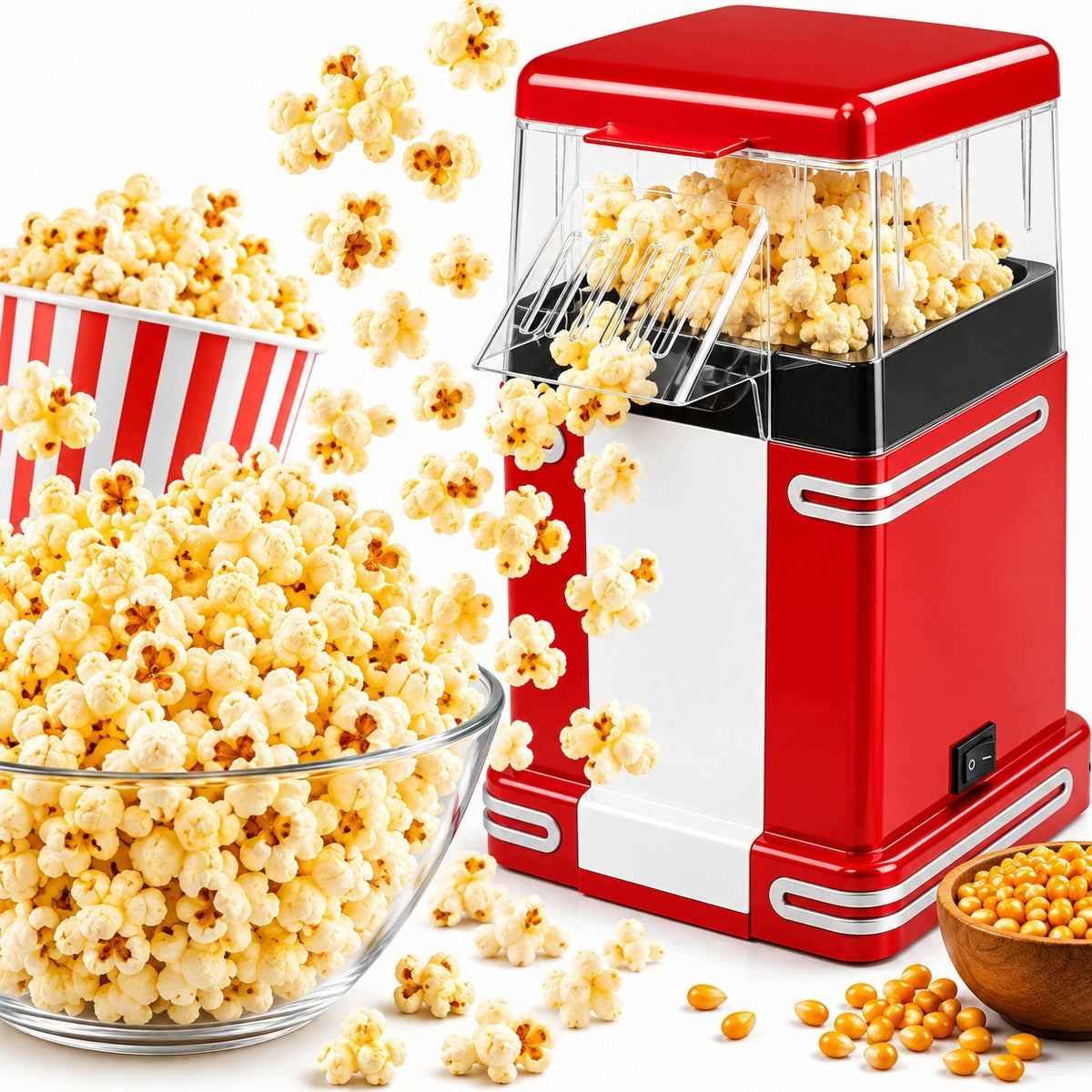 POPCORN MACHINE 1500W FAT FREE HOUSEHOLD HOT AIR MACHINE