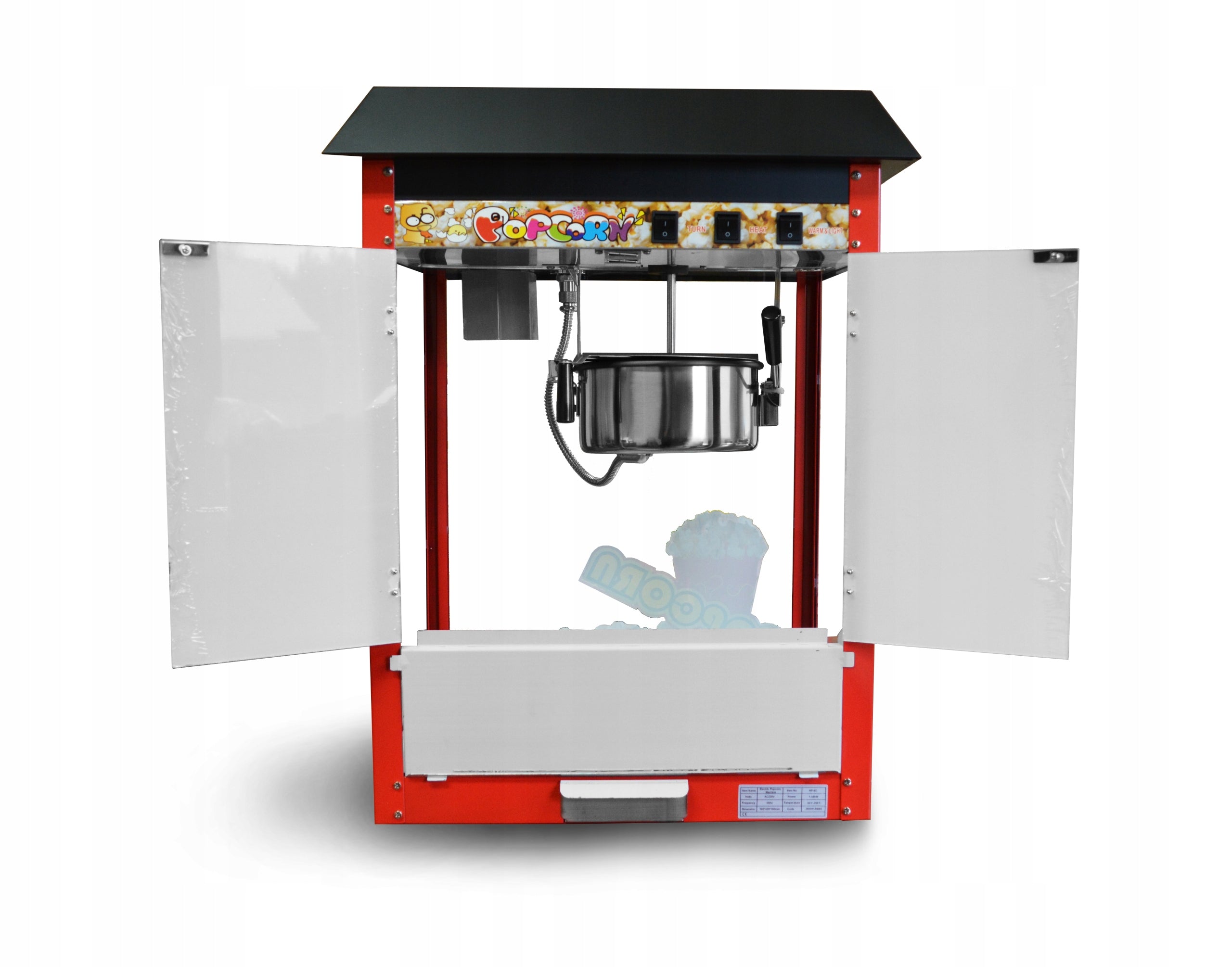 POPCORN MACHINE PROFESSIONAL EFFICIENT 6KG/H Manufacturer code HP-6C