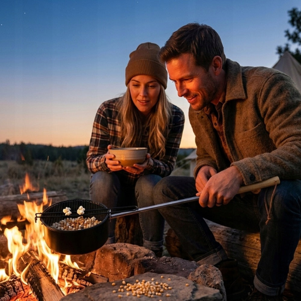 POPCORNNER OUTDOOR CARBON STEEL RESISTANT TO FIREPLACE AND GRILL FIRE Dominant color black