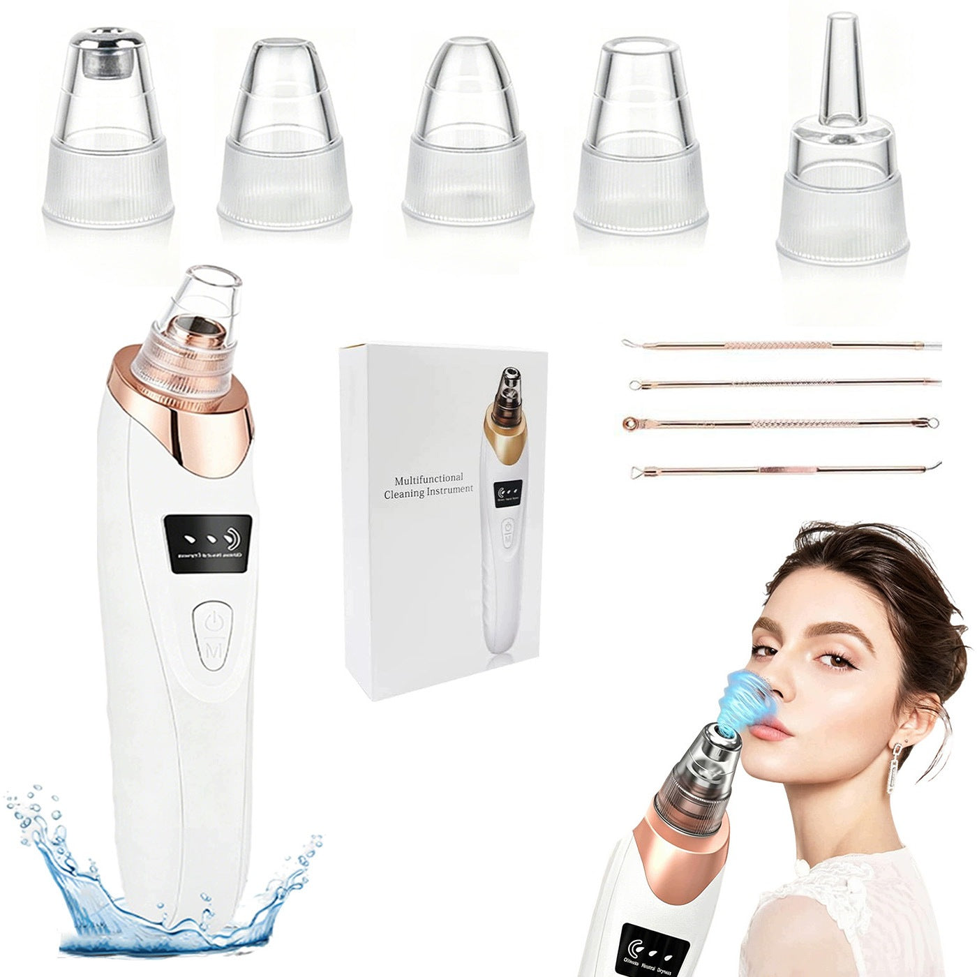 PORE BLACKHEAD VACUUM CLEANER NASAL SKIN CARE 3 LEVELS 5 USB TIPS