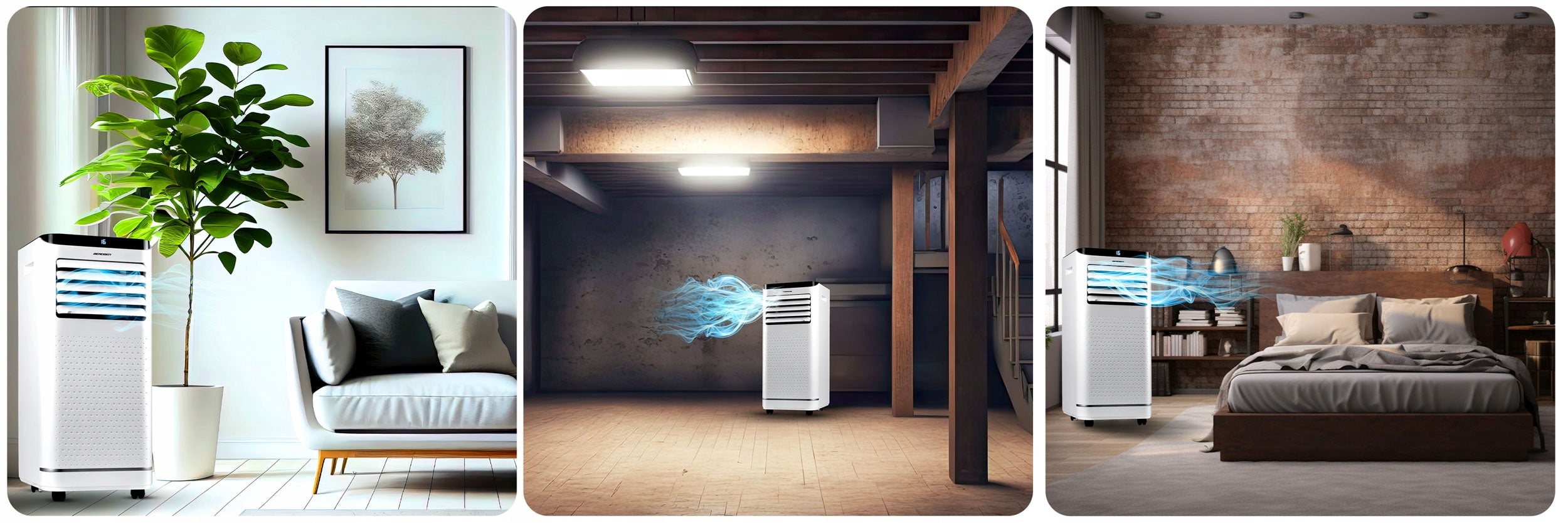 PORTABLE AIR CONDITIONER 2,6kW 30m2 DEHUMIDIFIER 24l/24h WiFi BERDSEN 9000 BTU Cooling power 2600 W