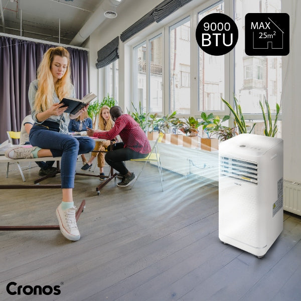 PORTABLE AIR CONDITIONER 2600W QUIET 2,6KW 25m2 REMOTE CONTROL AND ACCESSORIES CRONOS Heating power 0 W
