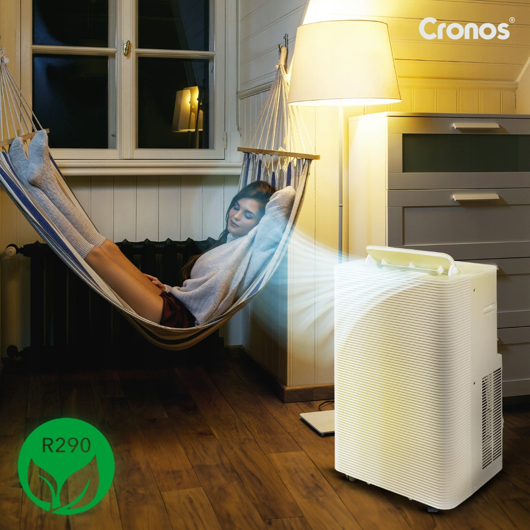 PORTABLE AIR CONDITIONER 3500W QUIET 3,5KW 32m2 REMOTE CONTROL + WiFi ACCESSORIES CRONOS Packaging status original