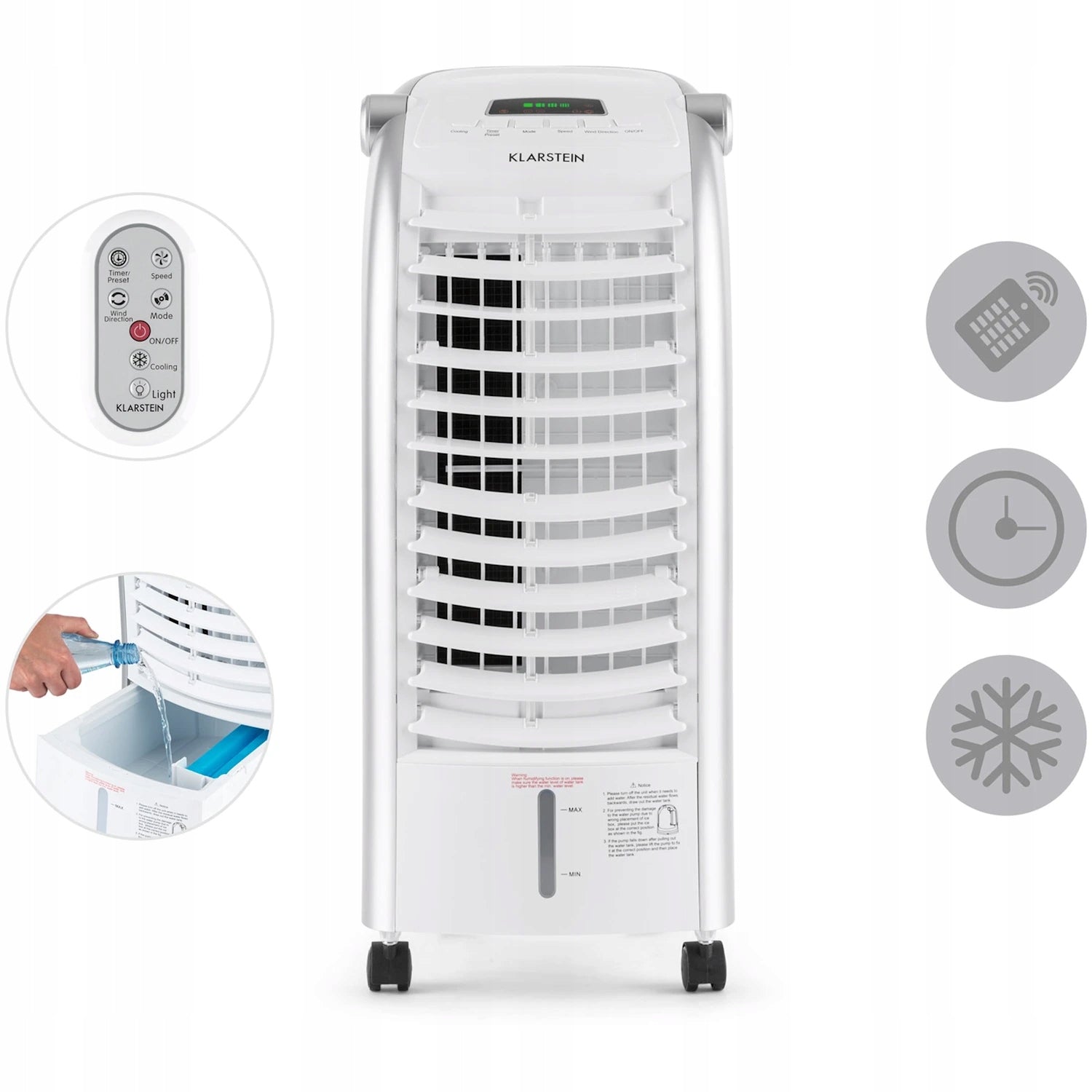 PORTABLE AIR CONDITIONER 3IN1 WATER AIR CONDITIONER FAN HUMIDIFIER REMOTE CONTROL 2 CARTRIDGES Manufacturer code 10029393
