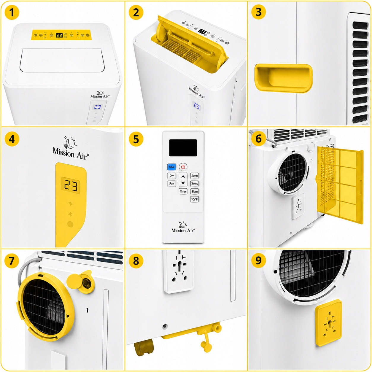 PORTABLE AIR CONDITIONER 3in1 Mission Air 3,5kW +dehumidifier 30l/24h +SWING +WiFi Cooling power 3500 W