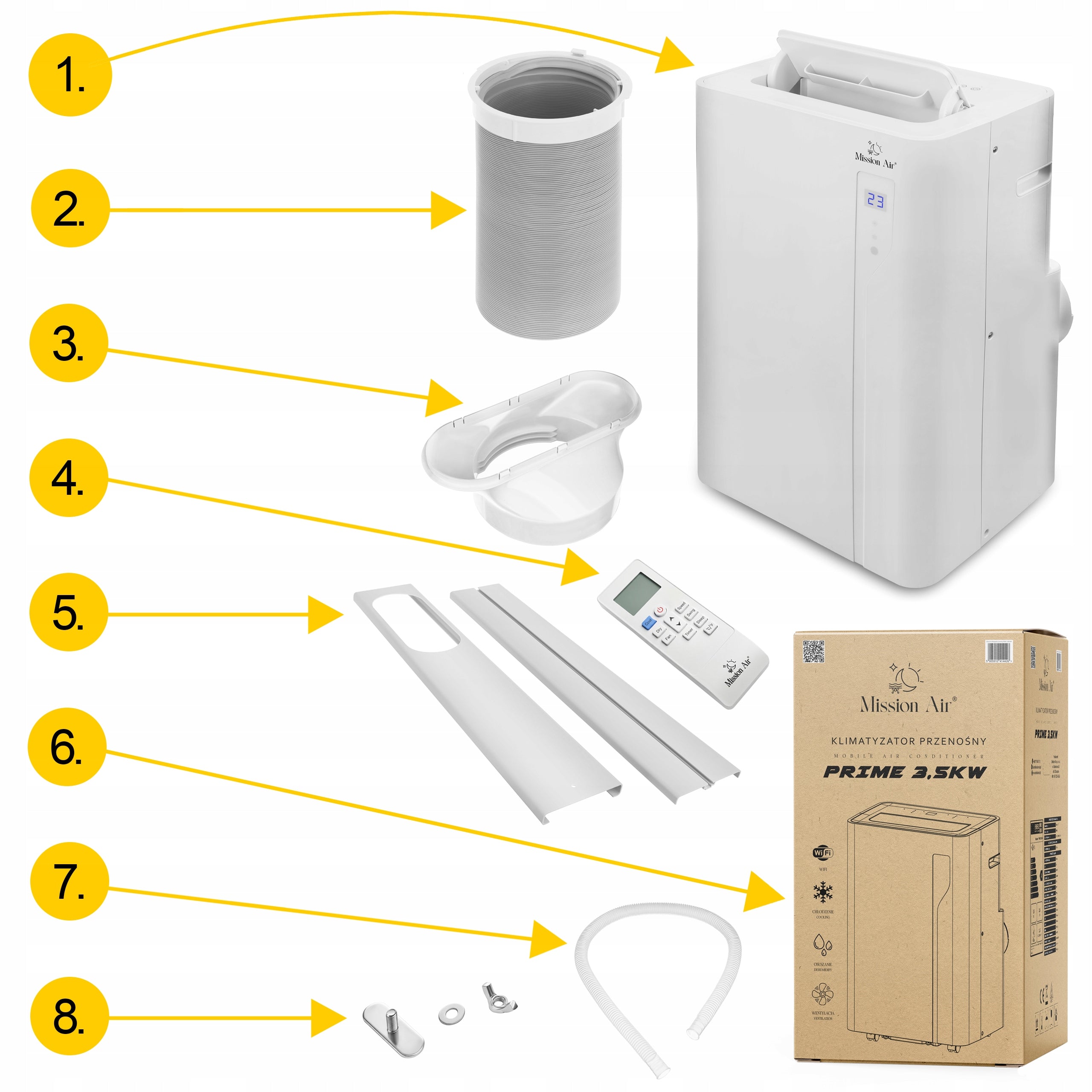 PORTABLE AIR CONDITIONER 3in1 Mission Air 3,5kW +dehumidifier 30l/24h +SWING +WiFi Manufacturer code Klimatyzator mobilny Mission Air PRIME 3,5kW