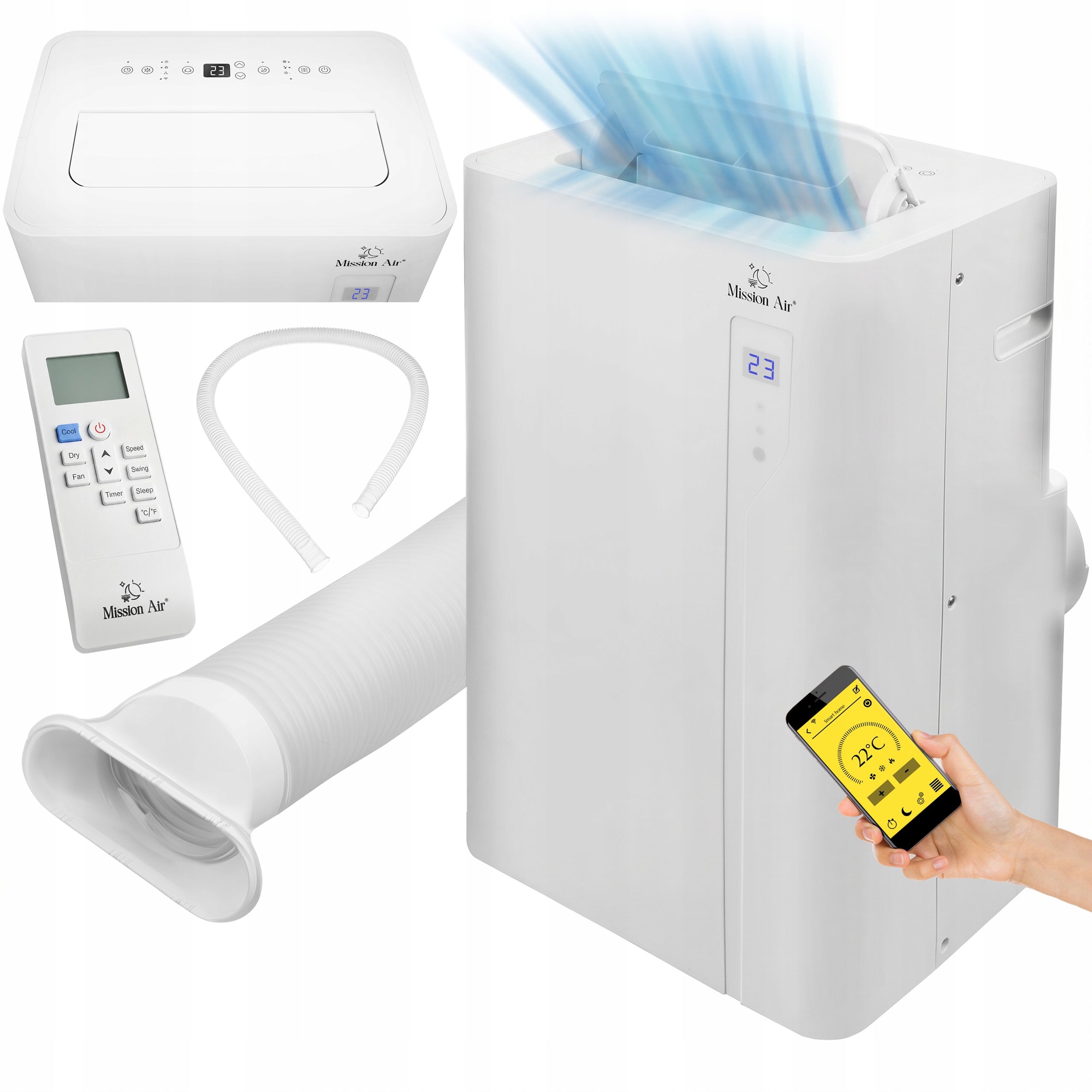 PORTABLE AIR CONDITIONER 3in1 Mission Air 3,5kW +dehumidifier 30l/24h +SWING +WiFi
