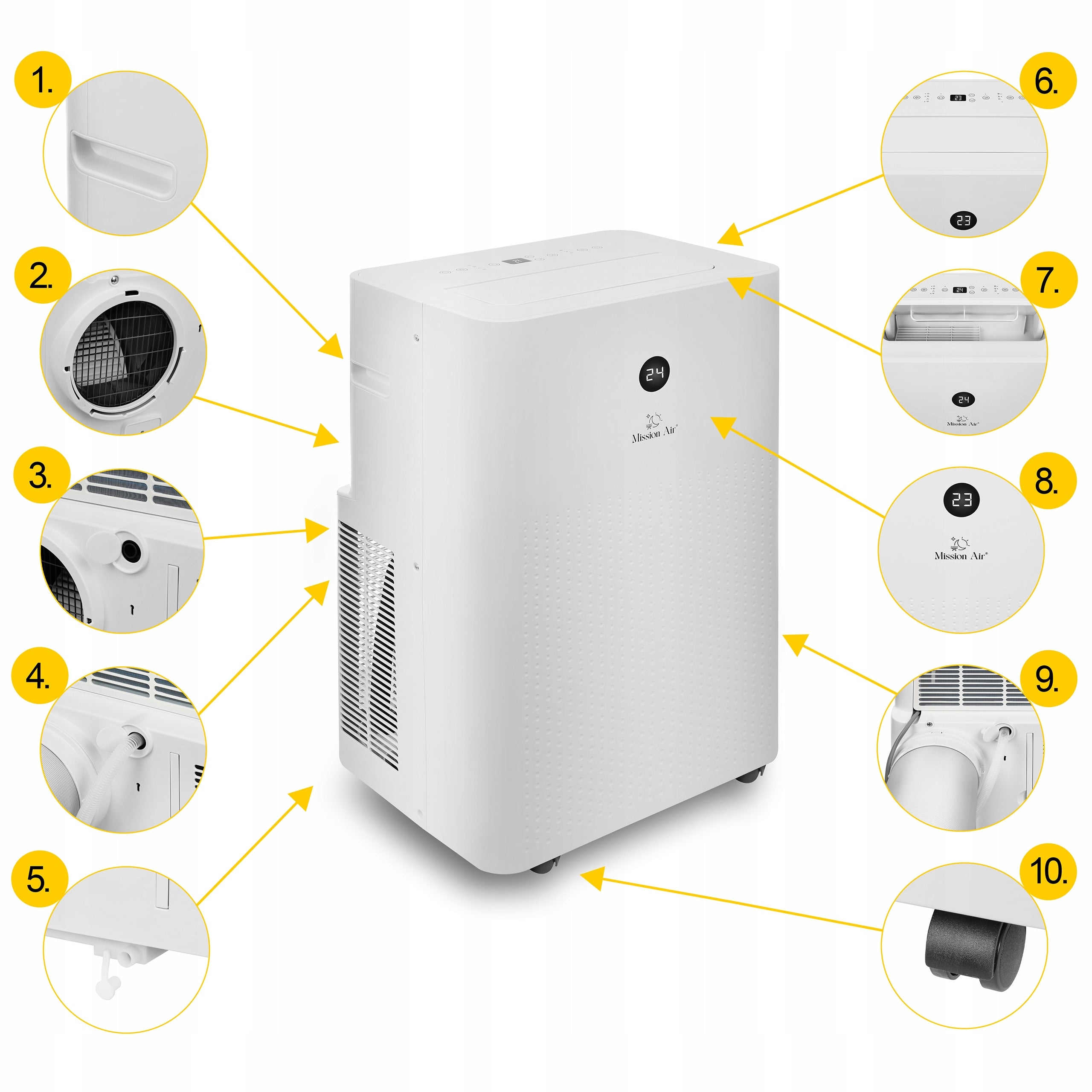 PORTABLE AIR CONDITIONER 3in1 Mission Air 4,1kW +dehumidifier 40l/24h +SWING +WiFi Energy class - cooling A