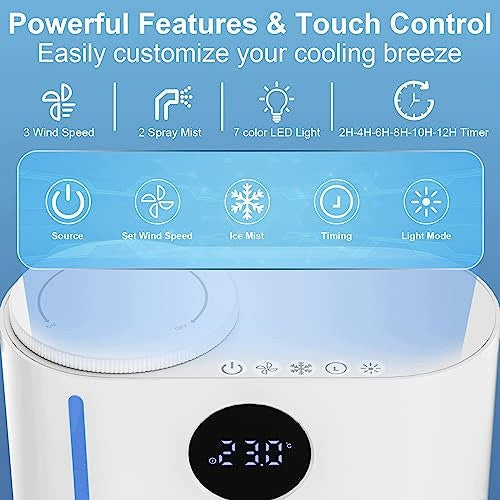 PORTABLE AIR CONDITIONER 4IN1 FAN HUMIDIFIER NIGHT LIGHT 900ML Dominant color clear