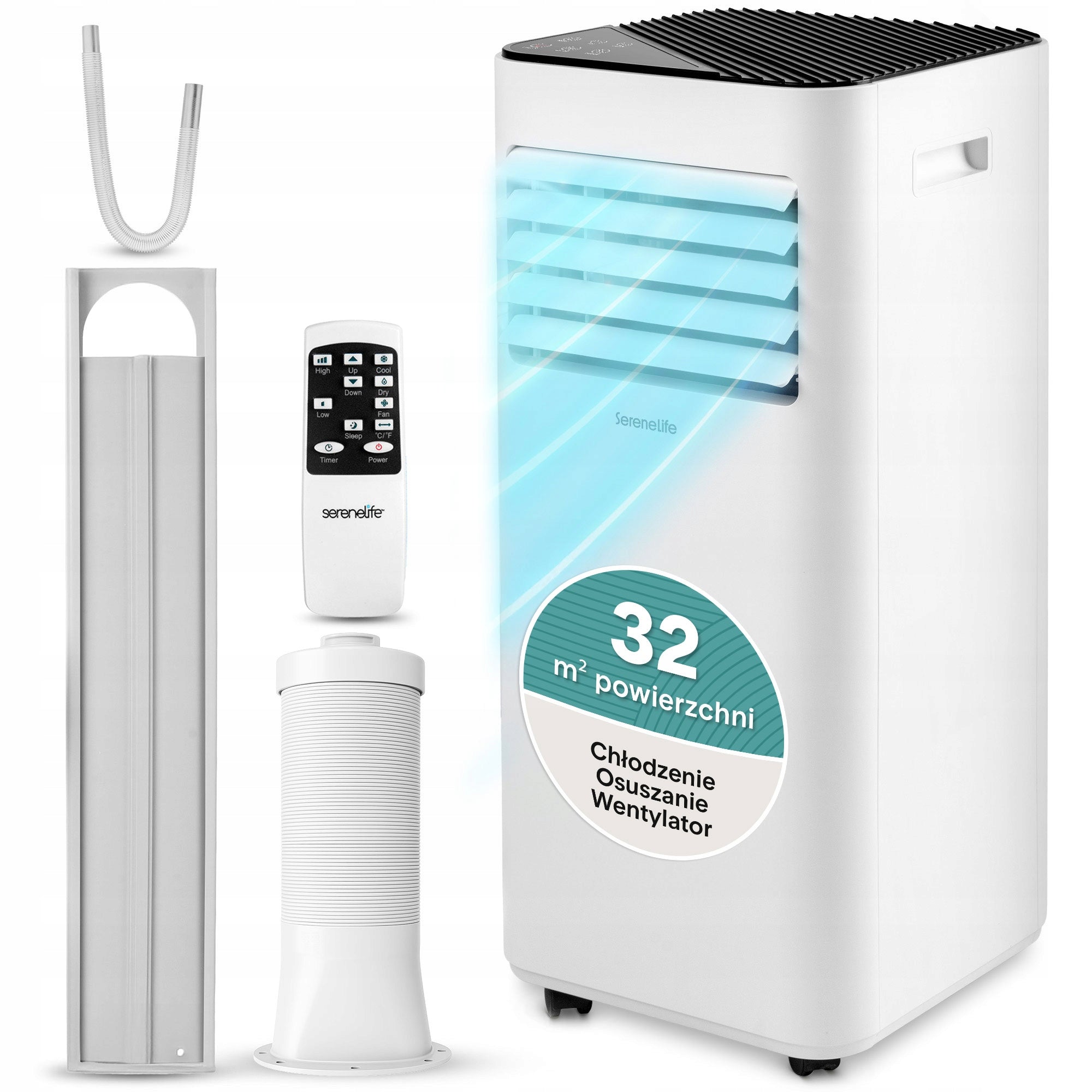 PORTABLE AIR CONDITIONER 7000BTU 3IN1 SERENELIFE WHITE SILENT DEHUMIDIFIER Packaging status original