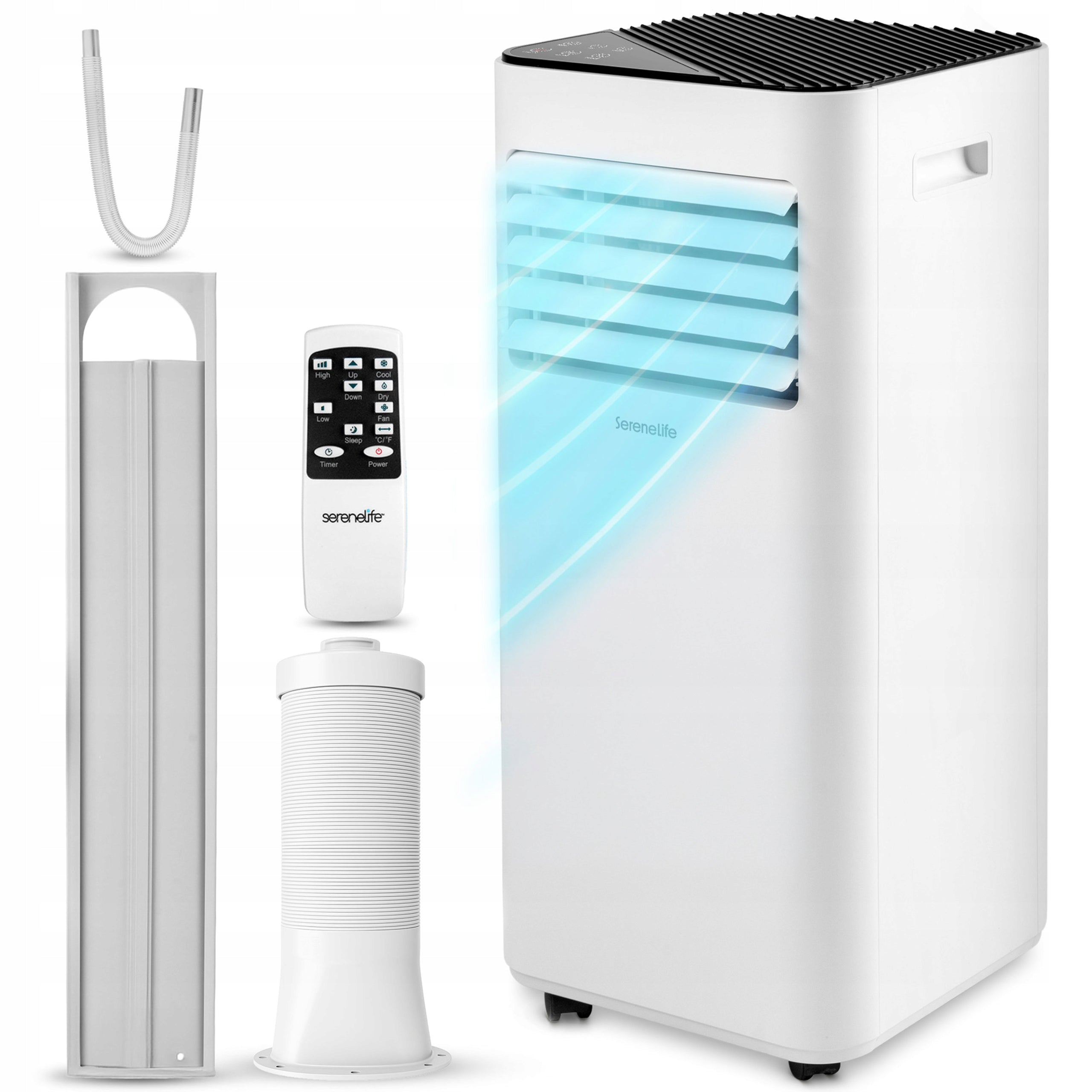 PORTABLE AIR CONDITIONER 7000BTU 3IN1 SERENELIFE WHITE SILENT DEHUMIDIFIER