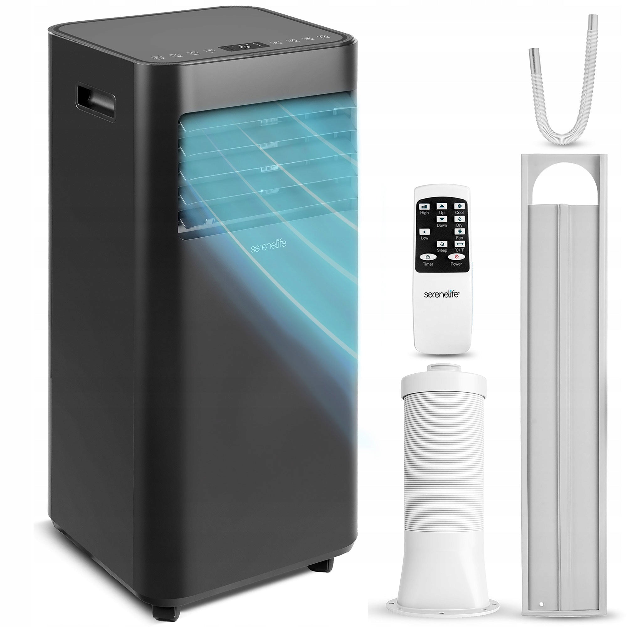 PORTABLE AIR CONDITIONER 9000 BTU 3 IN 1 COOLING VENTILATION DRYING BLACK