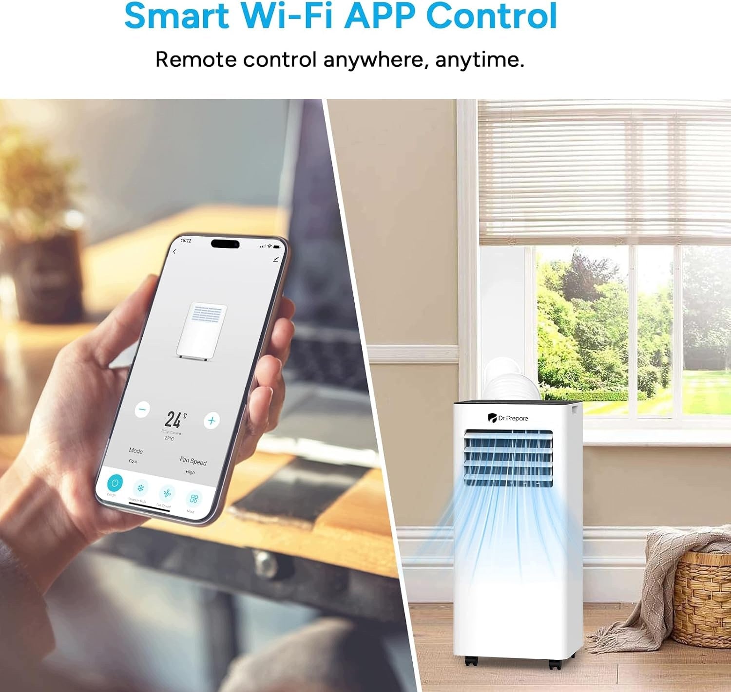 PORTABLE AIR CONDITIONER 9000BTU 4IN1 WIFI REMOTE CONTROL 20M2 WHITE DR.PREPARE Manufacturer code 840315221611