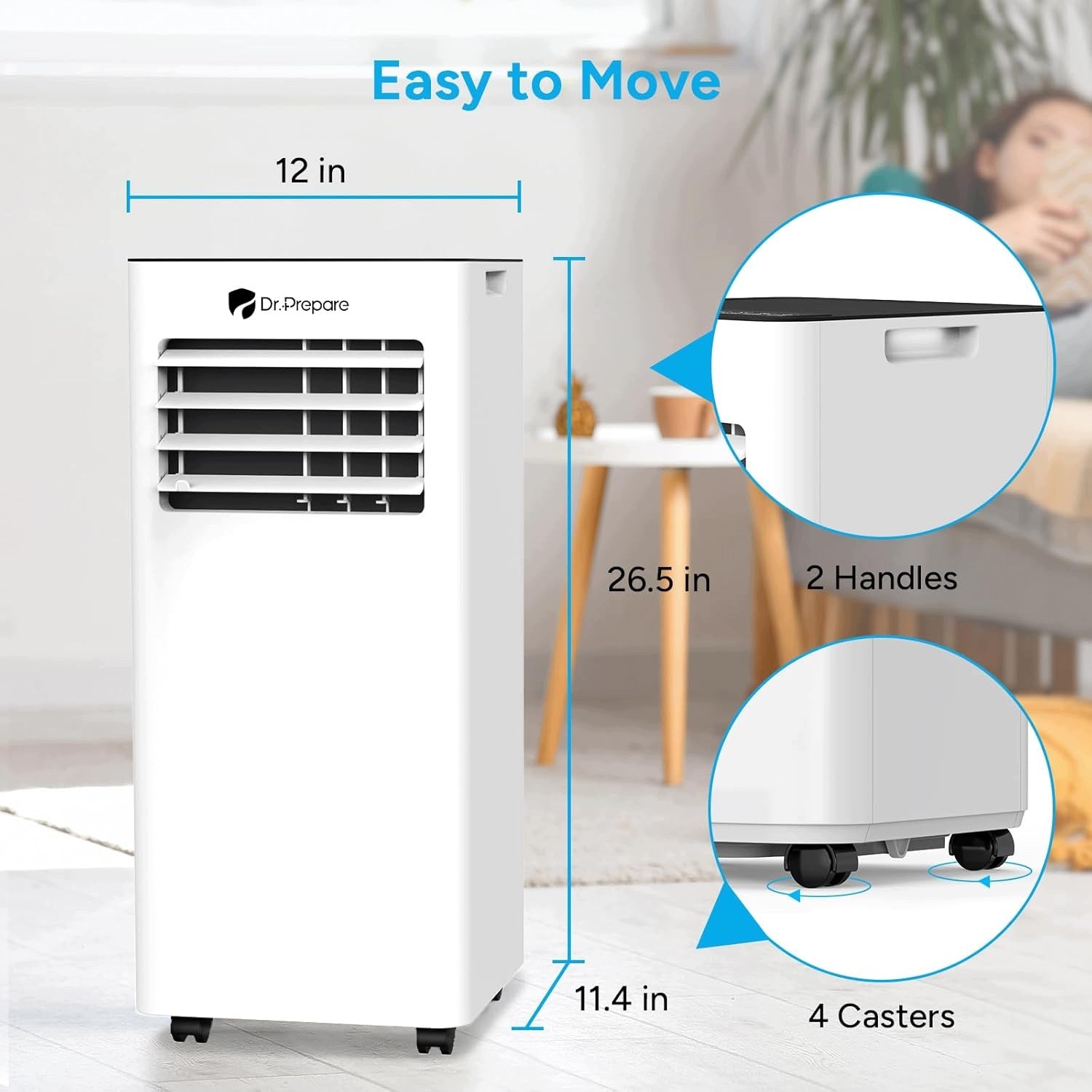 PORTABLE AIR CONDITIONER 9000BTU 4IN1 WIFI REMOTE CONTROL 20M2 WHITE DR.PREPARE Packaging status original
