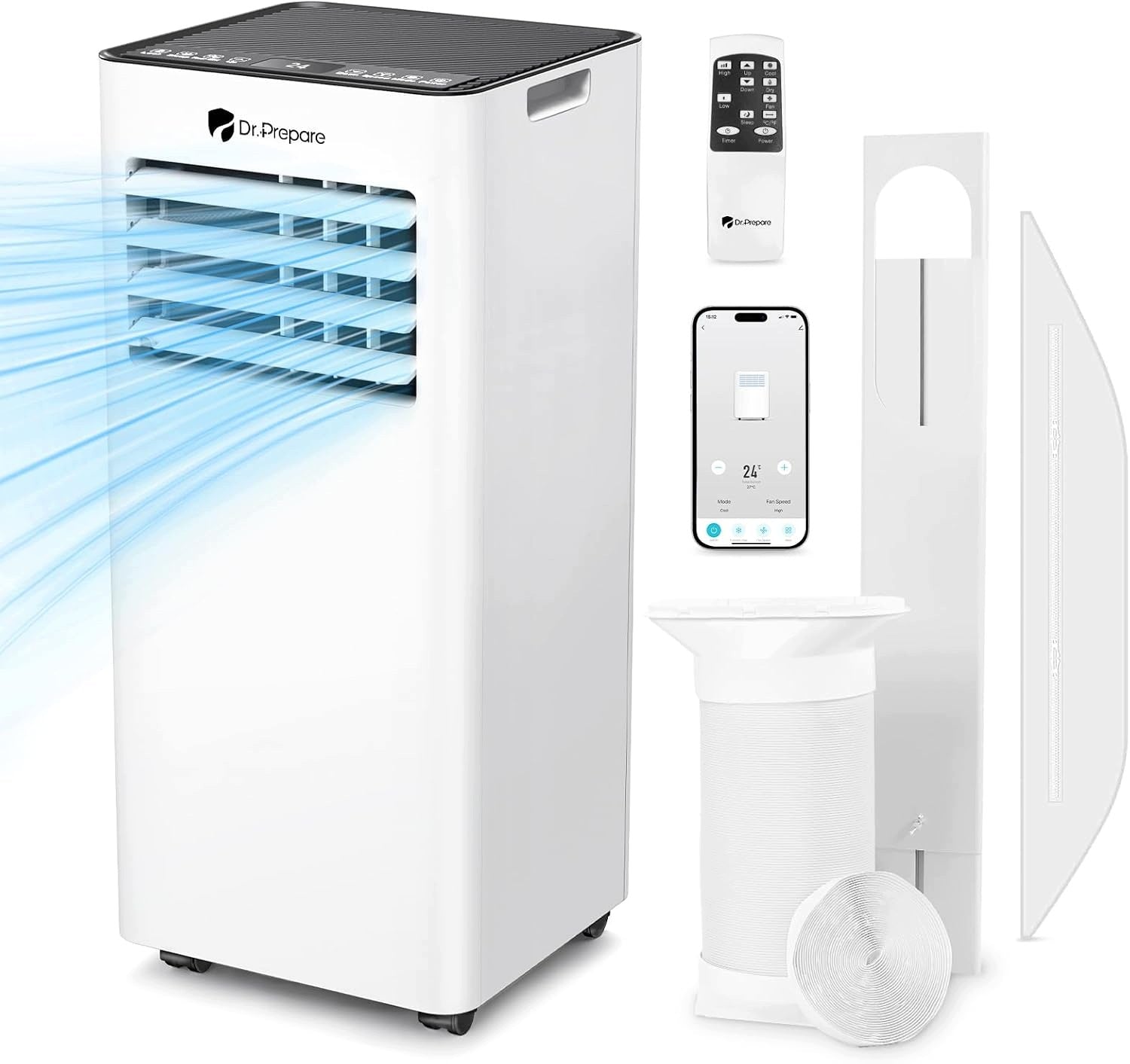 PORTABLE AIR CONDITIONER 9000BTU 4IN1 WIFI REMOTE CONTROL 20M2 WHITE DR.PREPARE