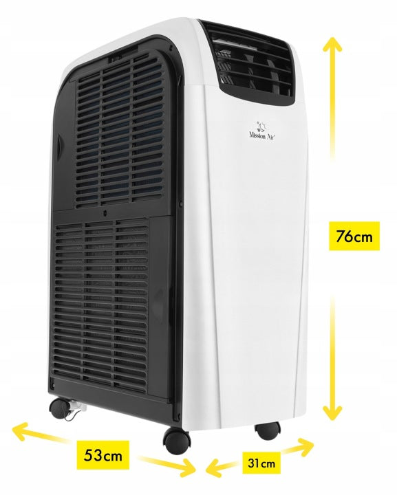 PORTABLE AIR CONDITIONER Mission Air 4,0kW dehumidifier 70L +HEATING +SWING +WiFi Brand Mission Air