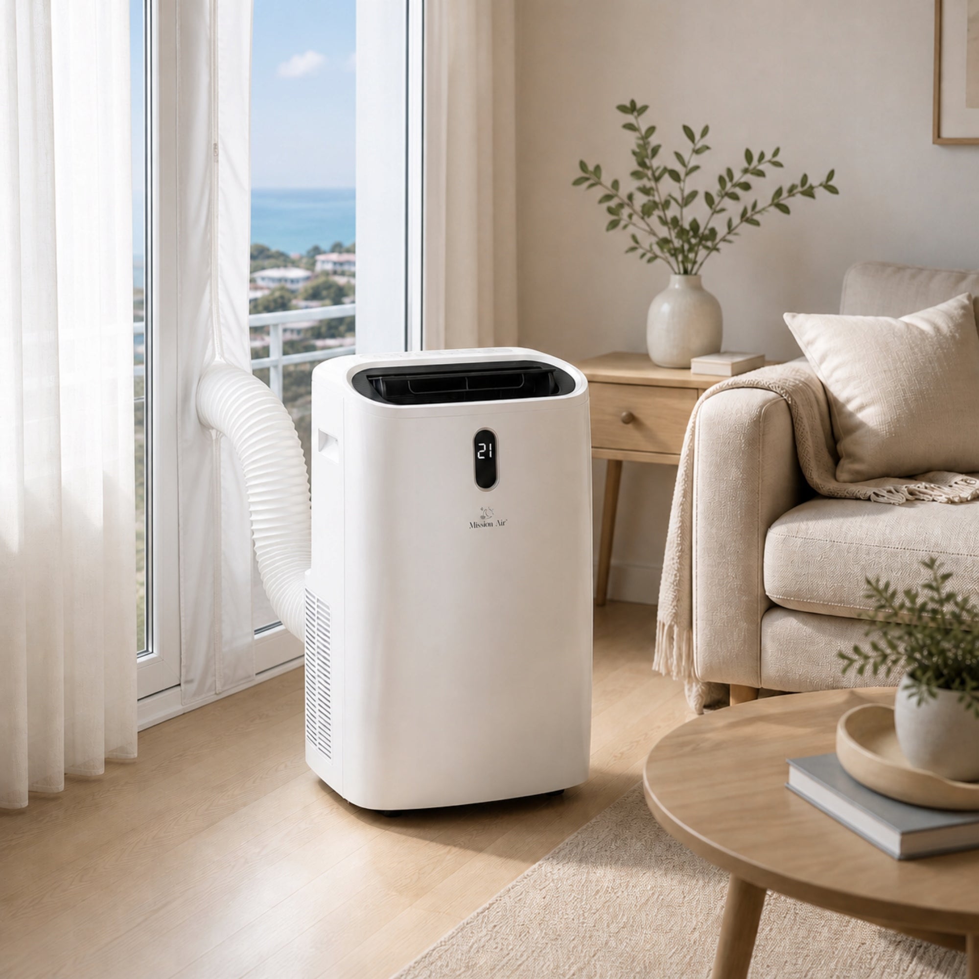 PORTABLE AIR CONDITIONER Mission Air 4,7kW dehumidifier 50L +HEATING +SWING +WiFi Energy class - cooling A