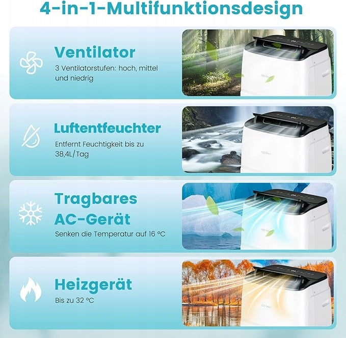 PORTABLE AIR CONDITIONER POWERFUL QUIET FUNCTIONAL 3IN1 Brand Costway