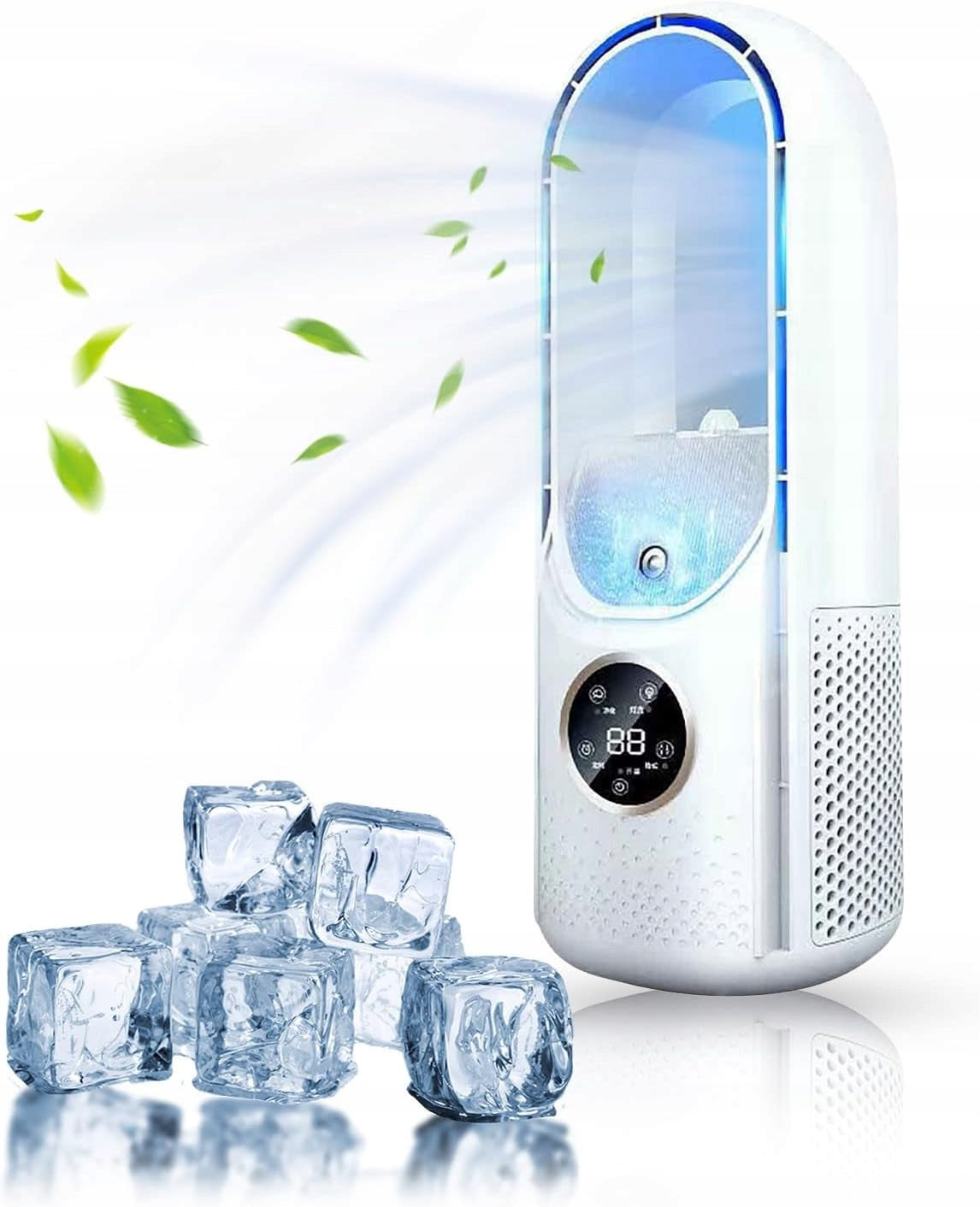 PORTABLE AIR CONDITIONER WITH 6-HOUR TIMER AND BLADELESS FAN Dominant color white