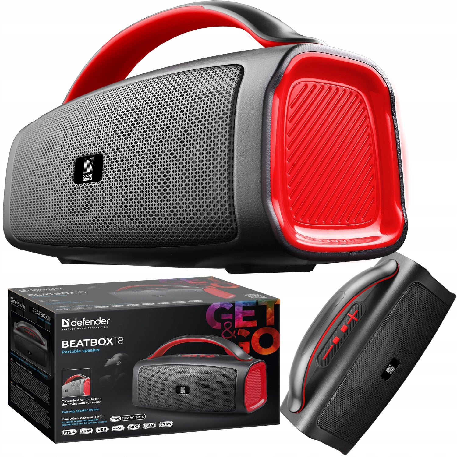 PORTABLE BLUETOOTH SPEAKER WIRELESS BEATBOX 20W BT5.4 RADIO FM MP3