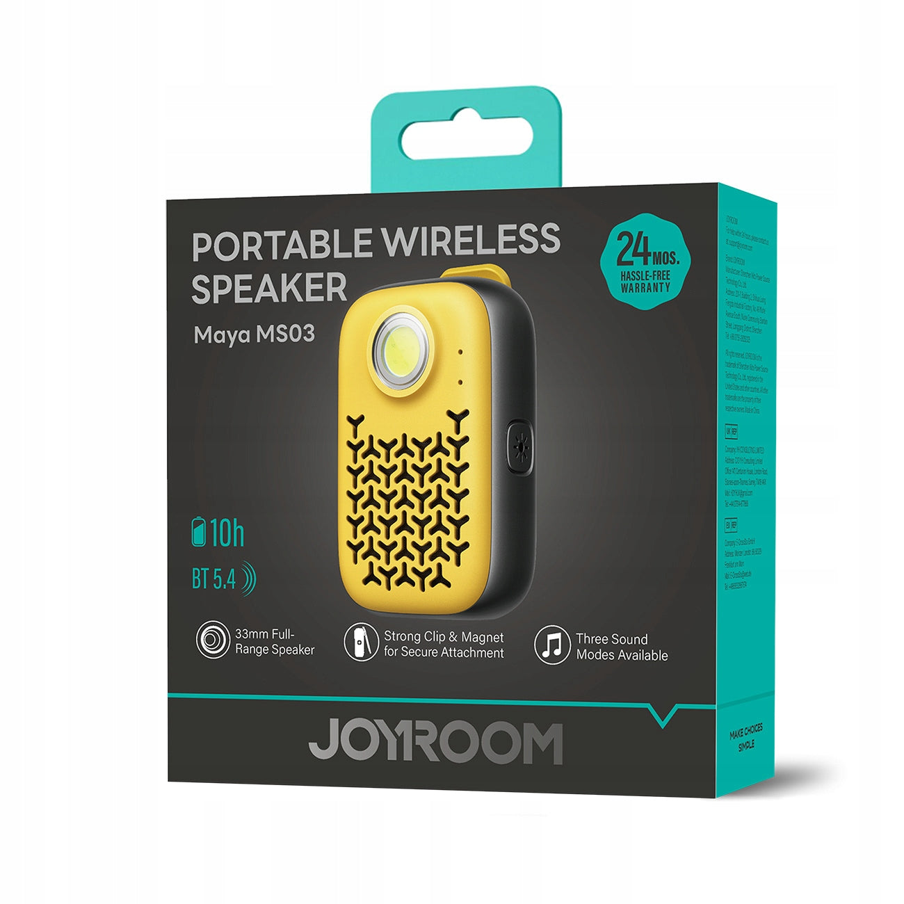PORTABLE BLUETOOTH SPEAKER WITH BUILT-IN FLASHLIGHT DURABLE JOYROOM MAYA Manufacturer code 6956116790837
