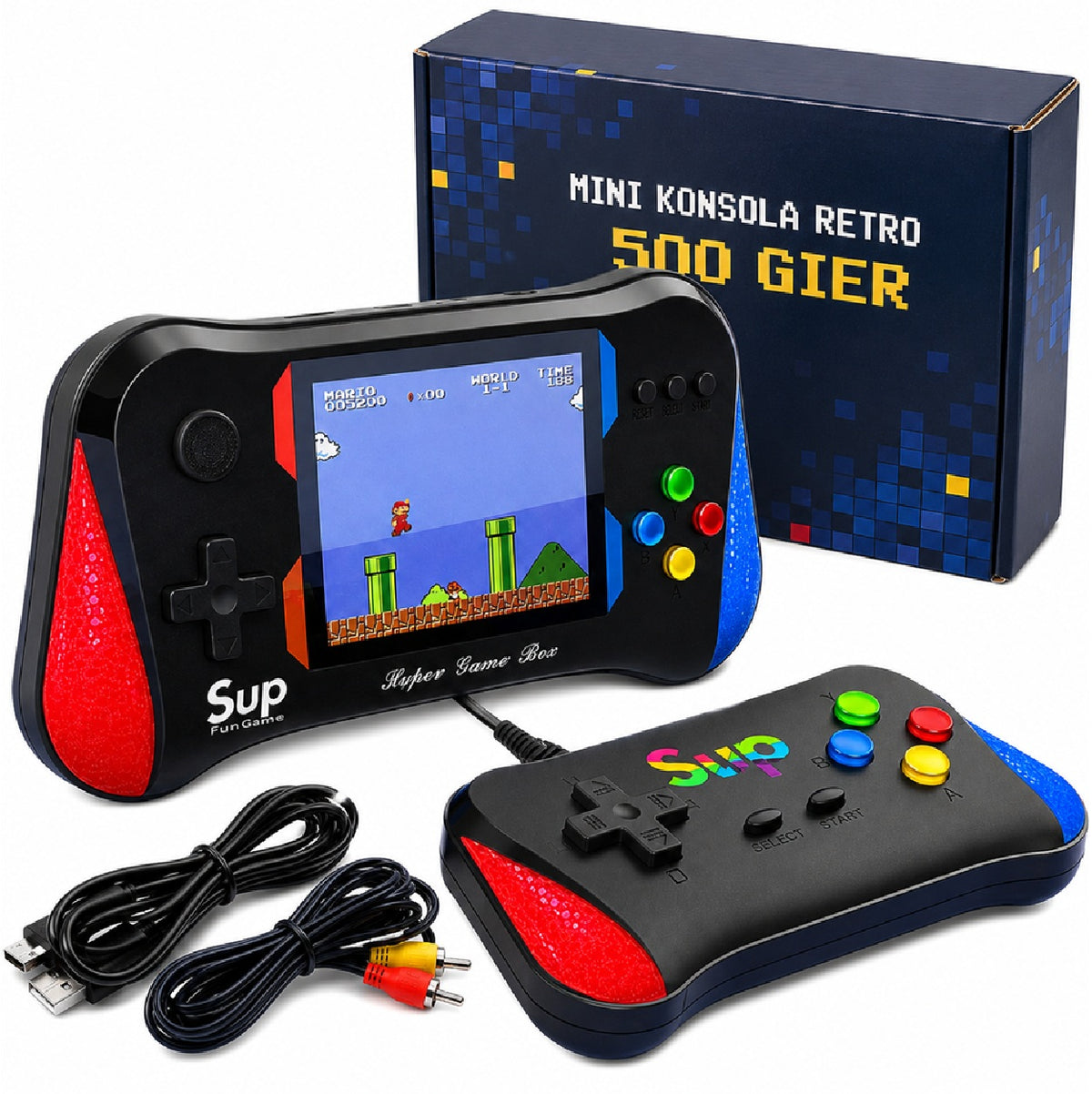 PORTABLE CONSOLE FOR CHILDREN MINI 500 GAMES FOR TV + PAD FOR PLAYING FOR TWO PEOPLE