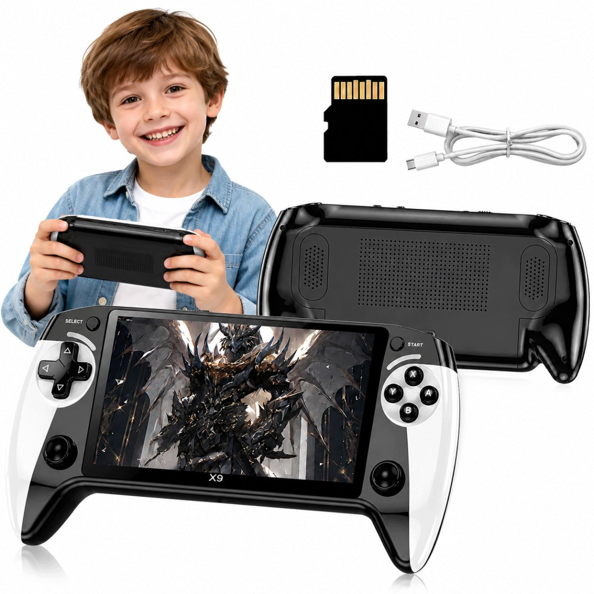 PORTABLE CONSOLE FOR GAMES X9 RETRO LOTS OF GAMES MENU GAMES FOR KIDS