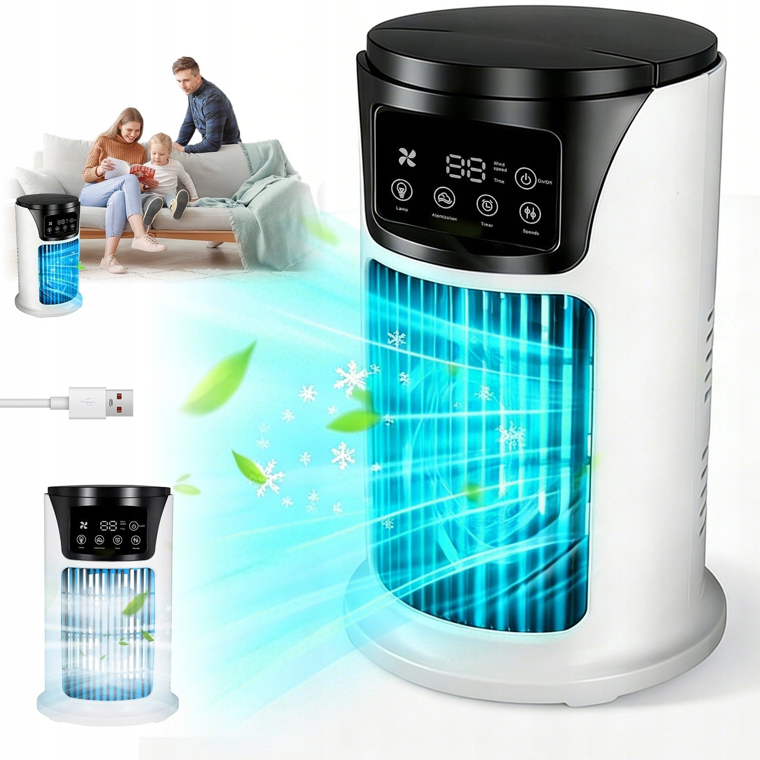 PORTABLE ELECTRIC COOLING FAN 6 GEARS TIMER TANK 300ML