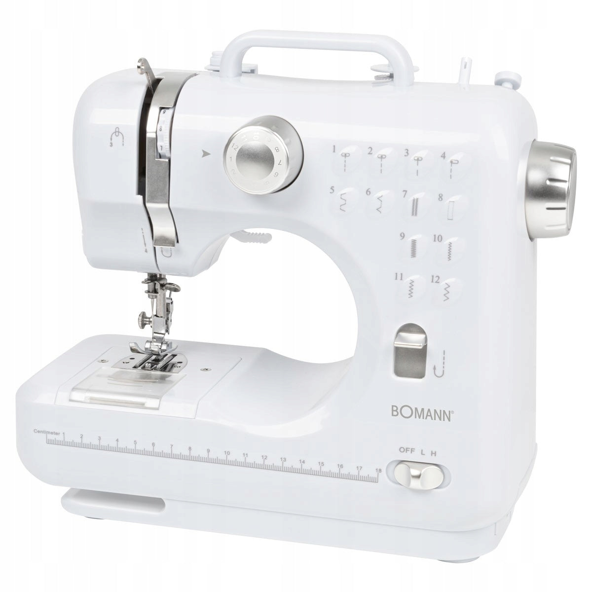 PORTABLE ELECTRIC SEWING MACHINE SEWING TOOLBOX Thread Needle BOMA Functions automatic bobbin winding foot fabric pressure adjustment thread tension adjustment back-sewing