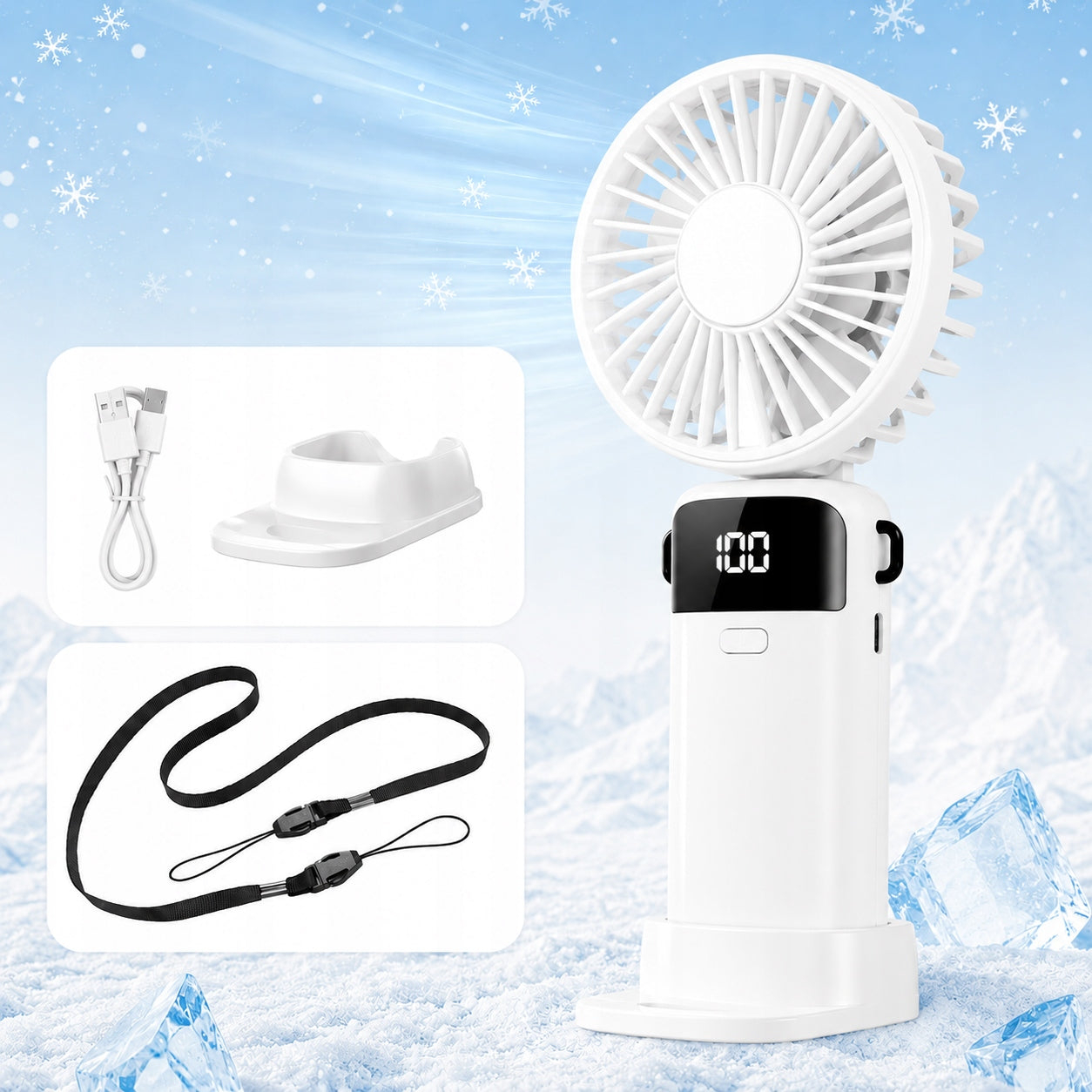 PORTABLE FAN MINI DESK FAN QUIET FOLDING 5 GEARS 2200mAh Manufacturer code sv2402049165917492