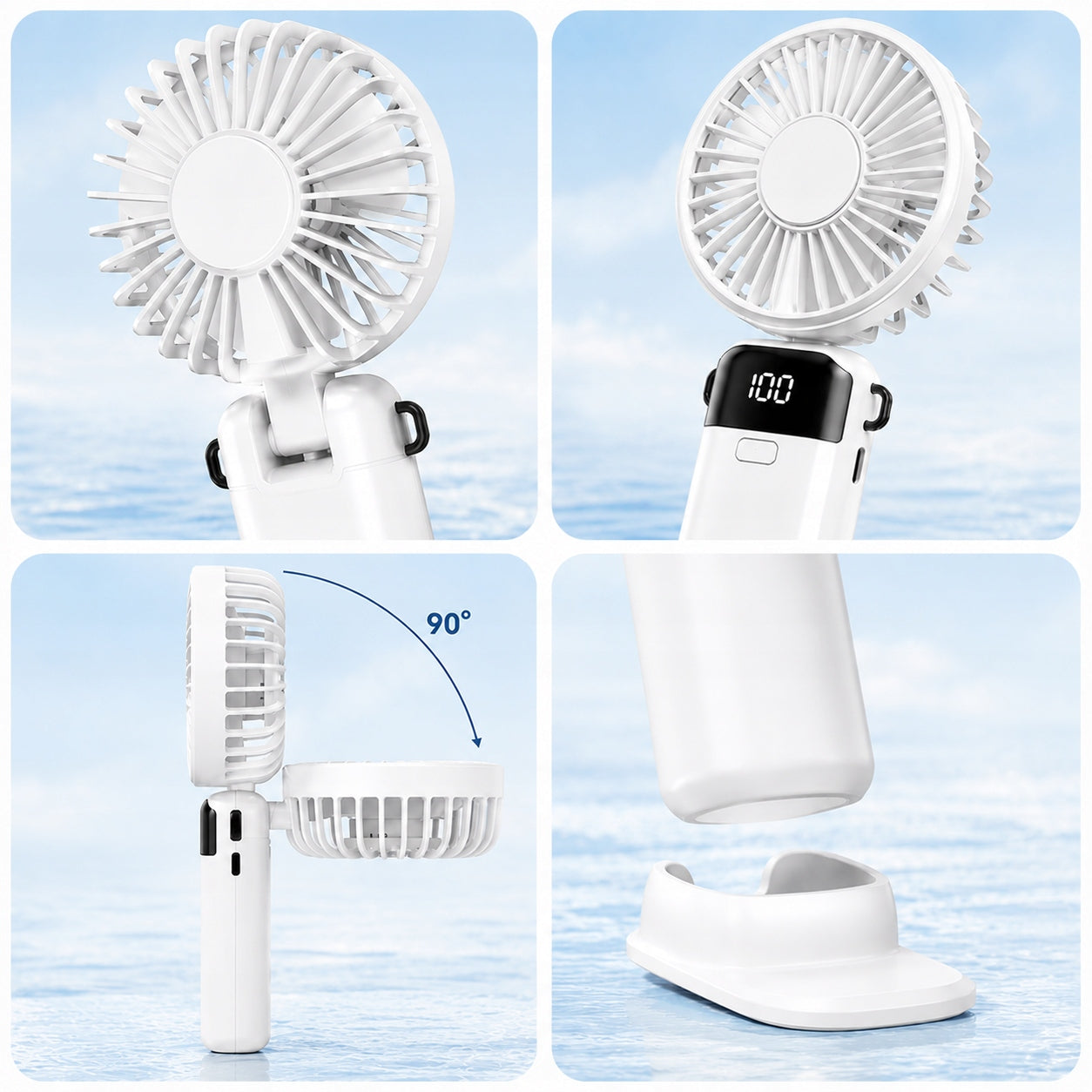 PORTABLE FAN MINI DESK FAN QUIET FOLDING 5 GEARS 2200mAh Packaging status original