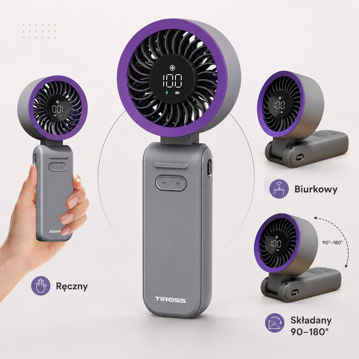 PORTABLE FAN MINI DESK FAN QUIET HANDHELD 3600mAh 100 mode Fan type mini