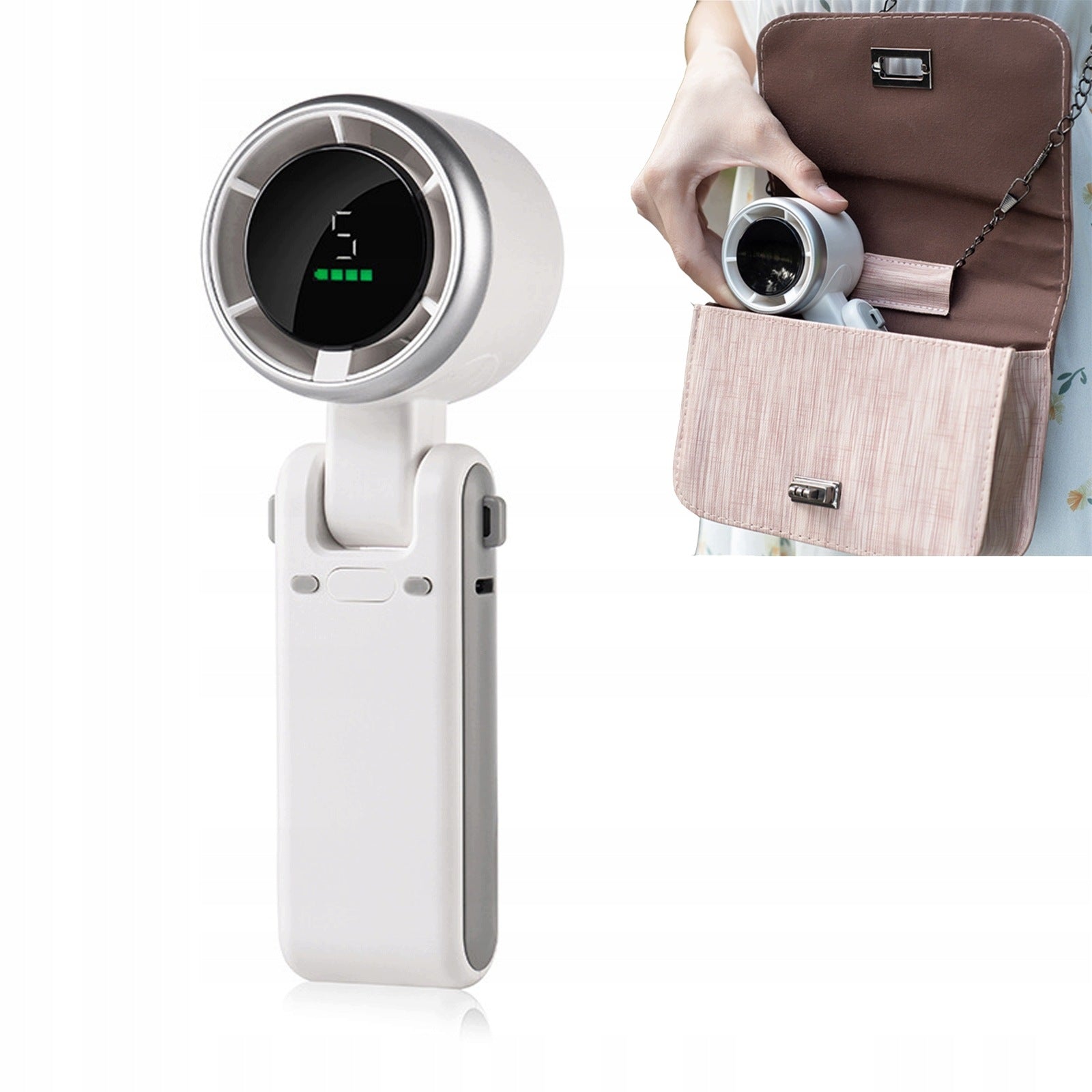 PORTABLE FAN MINI DESKTOP FAN SILENT HANDHELD 5 Mode 13550rpm USB 7W WHITE