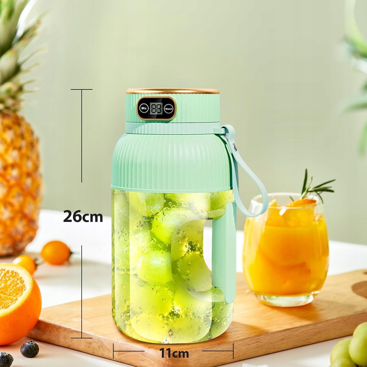 PORTABLE FRUIT AND VEGETABLE BLENDER 1200ML MINI FRESH JUICE BLENDER Dominant color green
